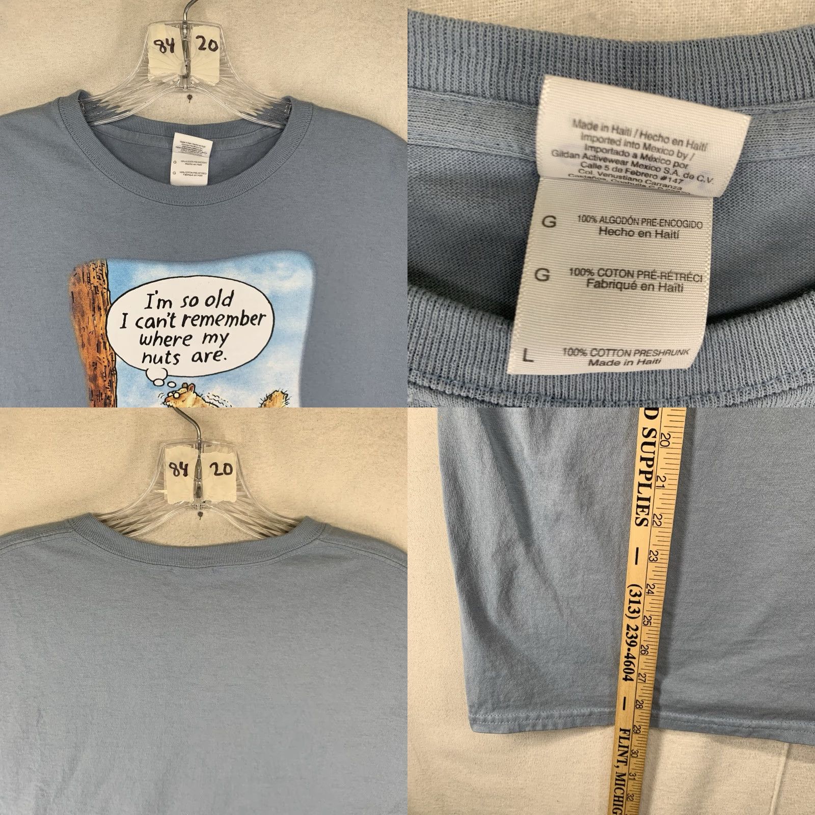 Gildan VINTAGE Gildan Funny Quote Shirt Mens Large Blue Squirrel Graphic Tee 90s Y2K Size US L / EU 52-54 / 3 - 8 Thumbnail
