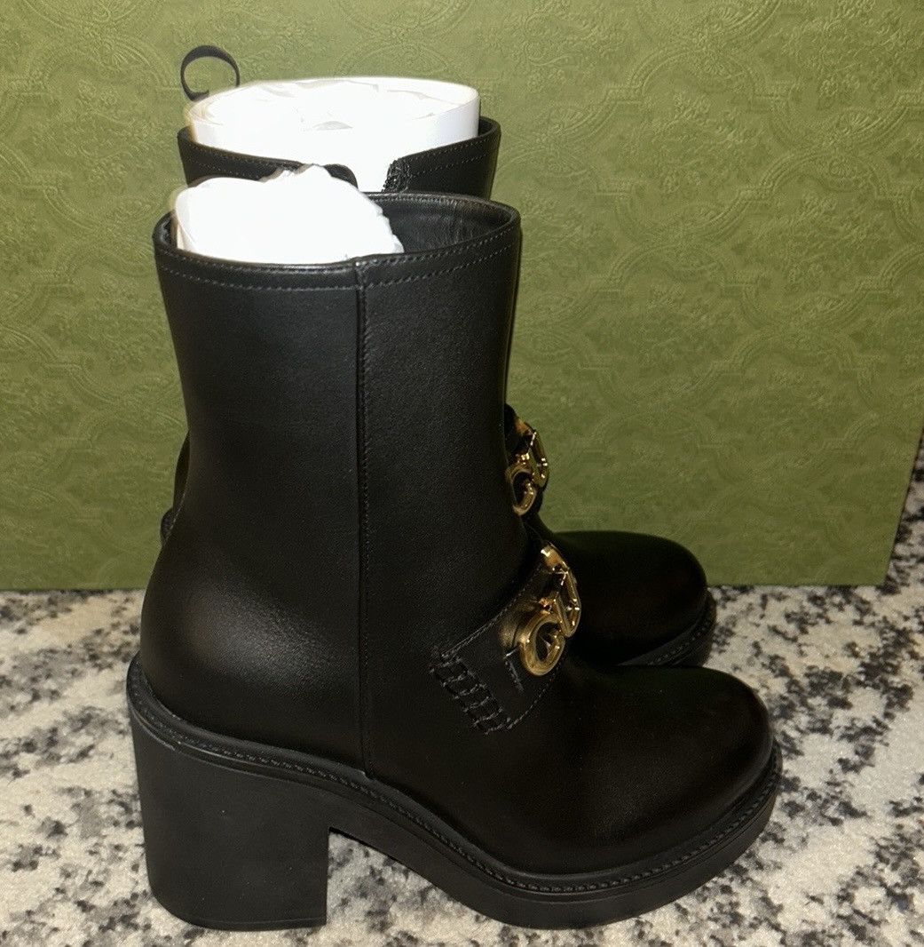 Gucci Gucci Logo Flores Calf Leather Heeled Ankle Boots Size US 6 / IT 36 - 6 Thumbnail