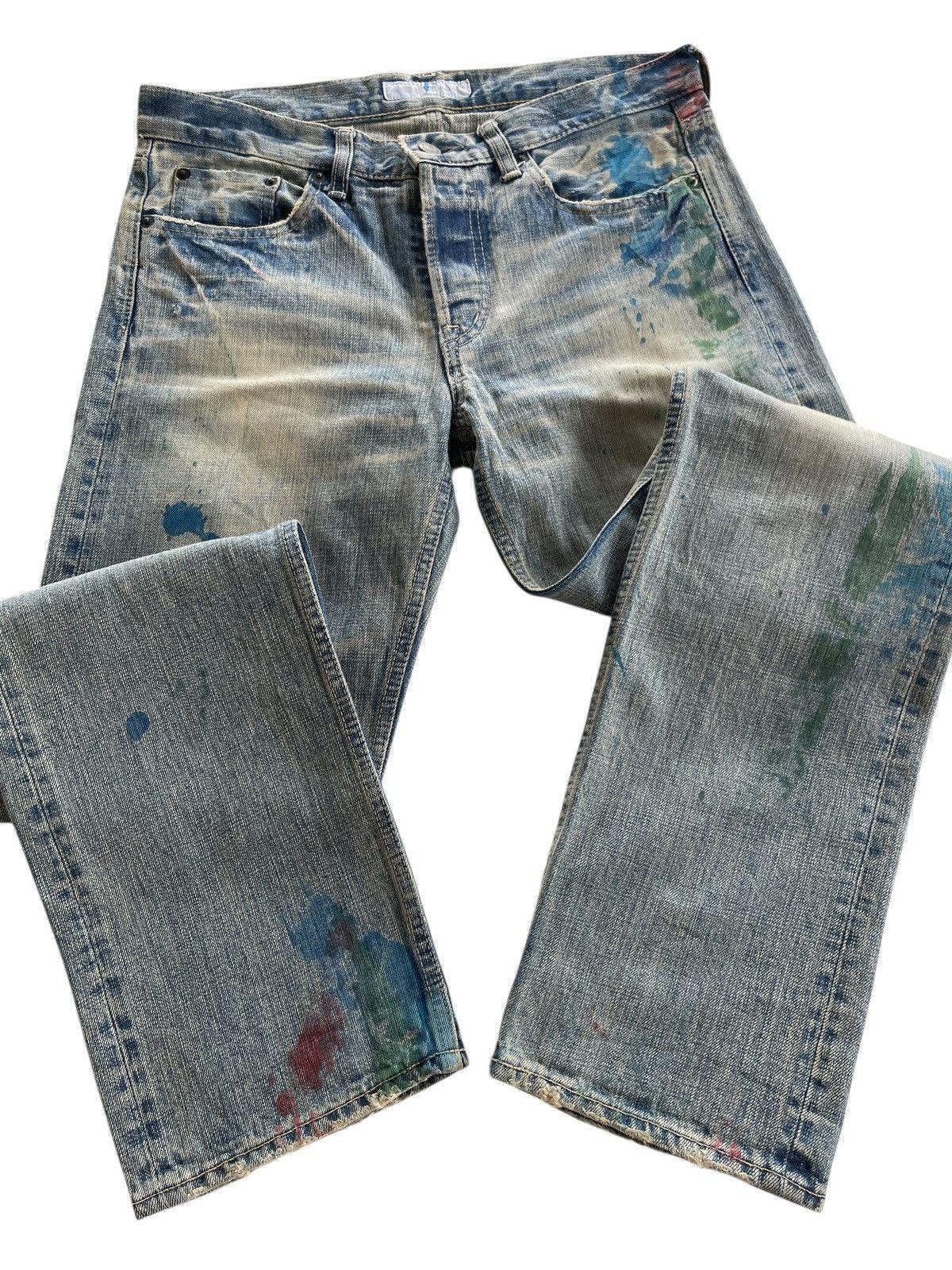 Japanese Brand DOMINGO Co.Ltd JAPAN PAINTS SPLATTED DENIM Size US 31 - 11 Thumbnail