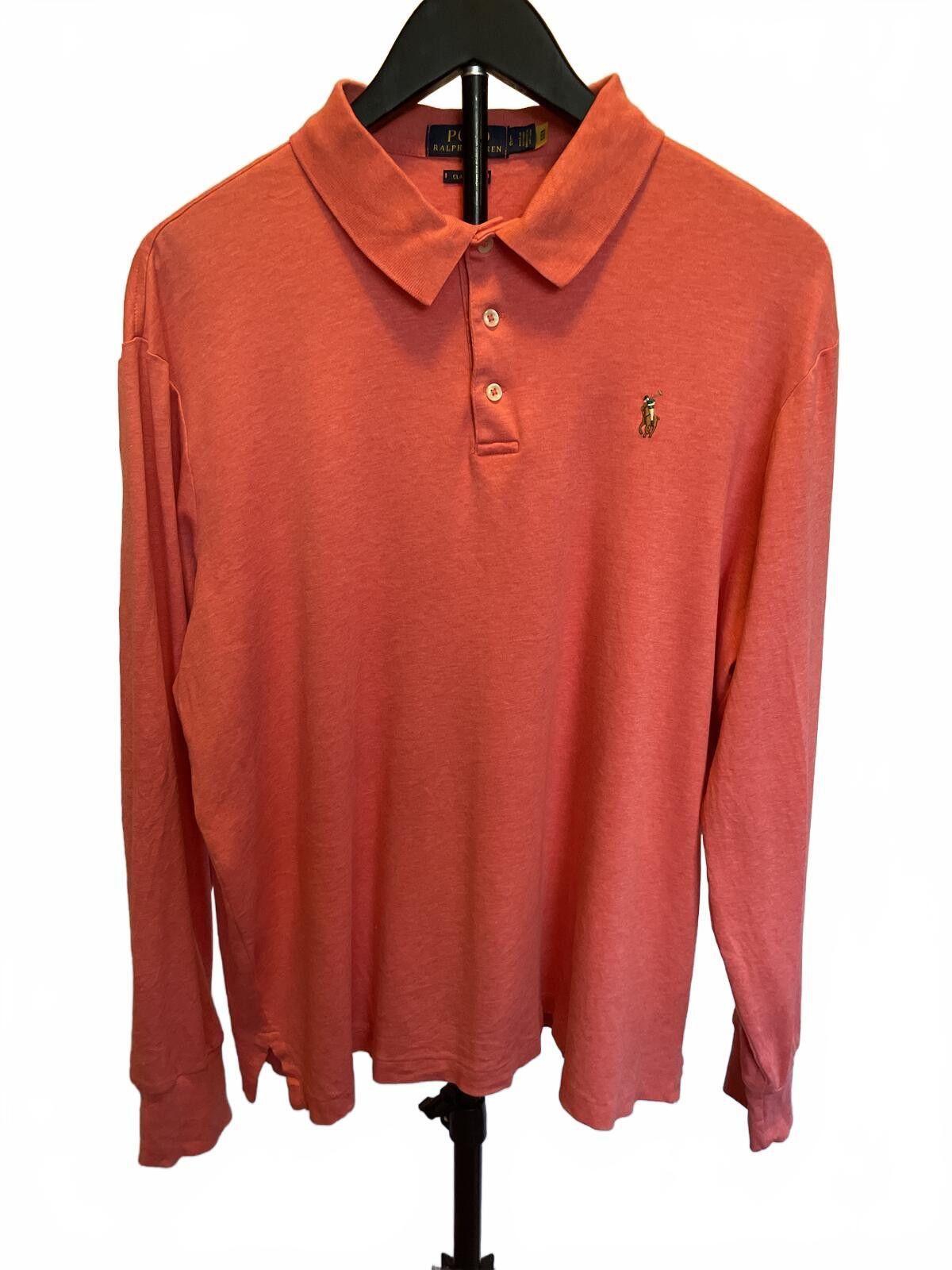 Polo Ralph Lauren Polo Ralph Lauren Salmon Pink Long Sleeve Polo Size Large Size US L / EU 52-54 / 3 - 1 Thumbnail