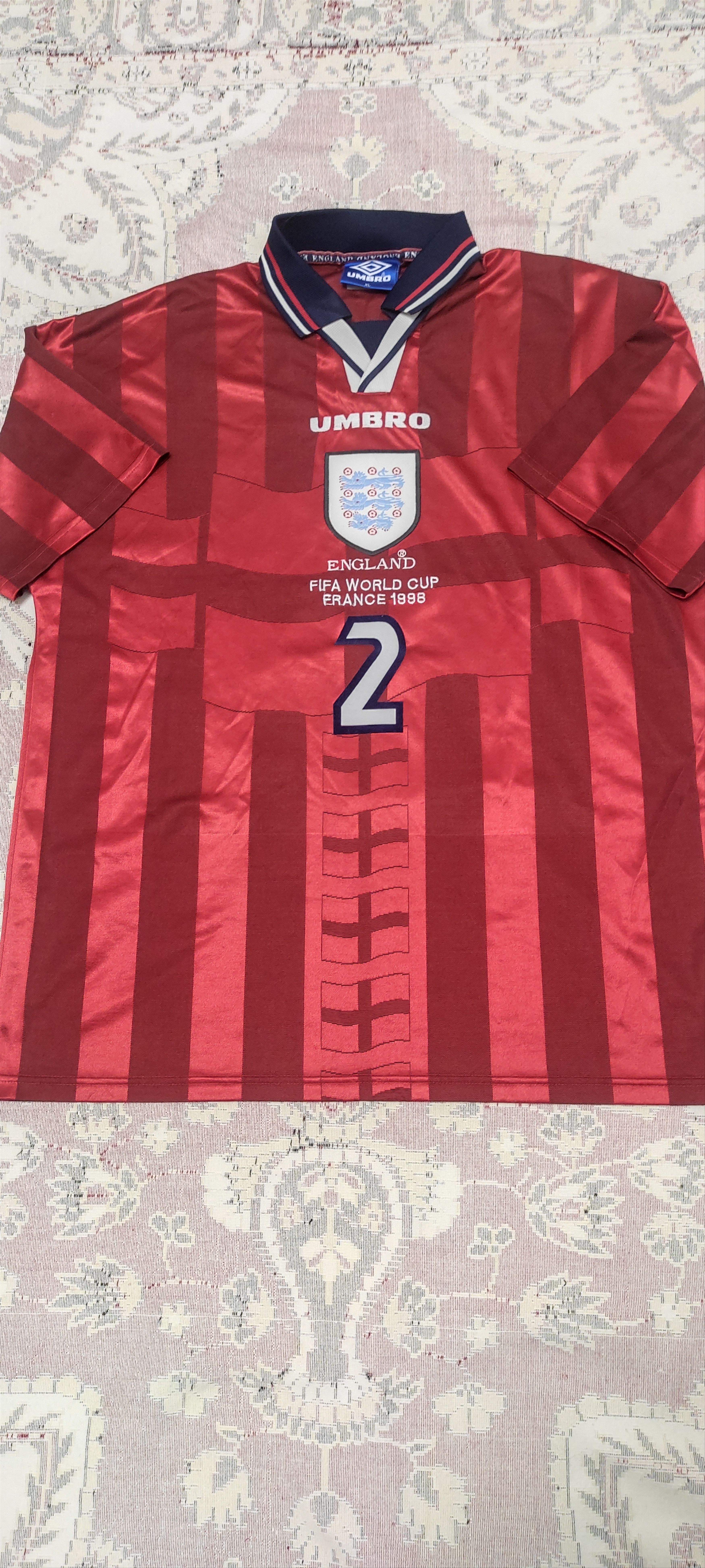 Umbro England #2 Campbell Away football shirt 1997 - 1999 Rare Size US XL / EU 56 / 4 - 2 Thumbnail