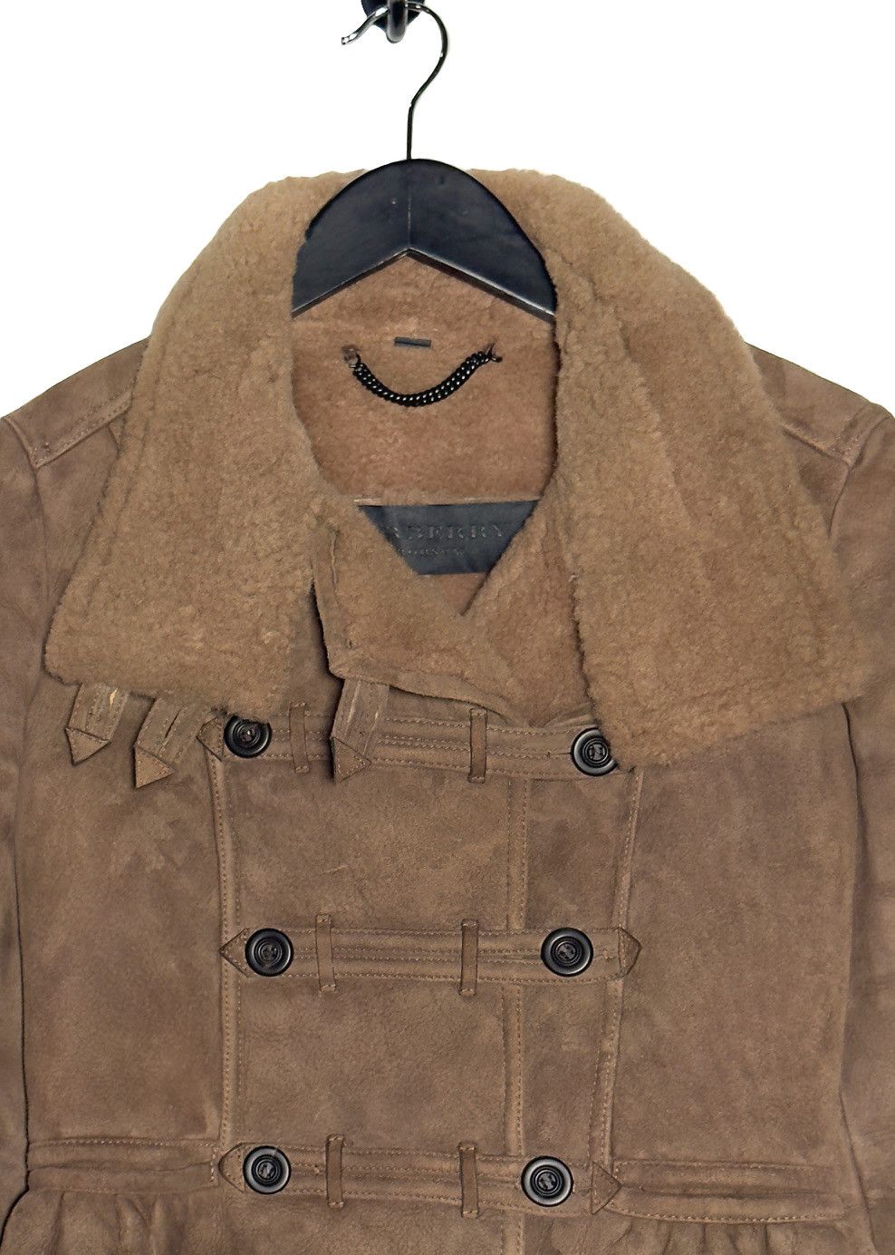 Burberry Prorsum Burberry Prorsum FW12 Runway Beige Peplum Shearling Jacket Size S / US 4 / IT 40 - 4 Thumbnail