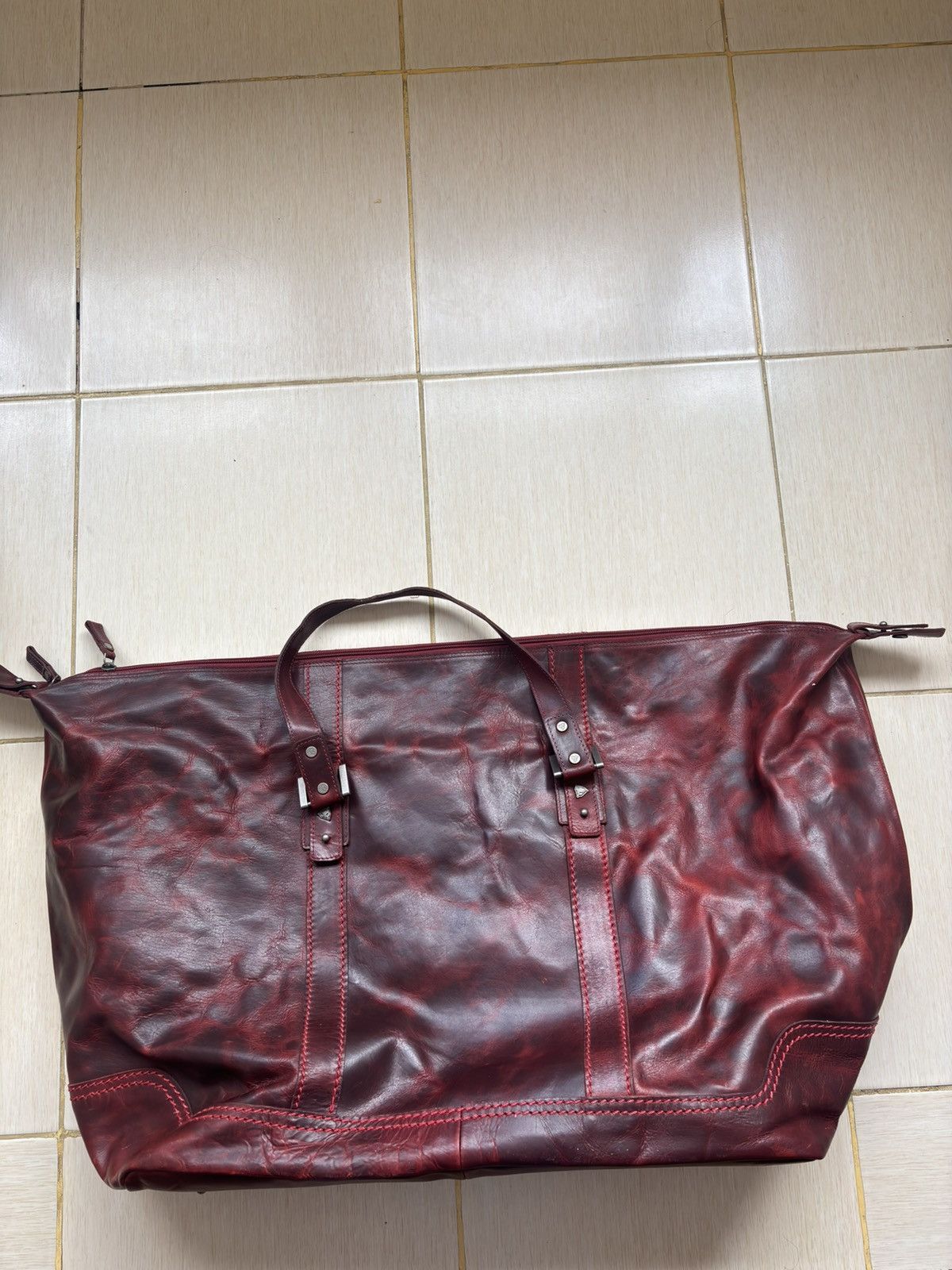 Other Roy Robson Distressed Leather Weekend Duffel Bag in Oxblood Size ONE SIZE - 3 Thumbnail