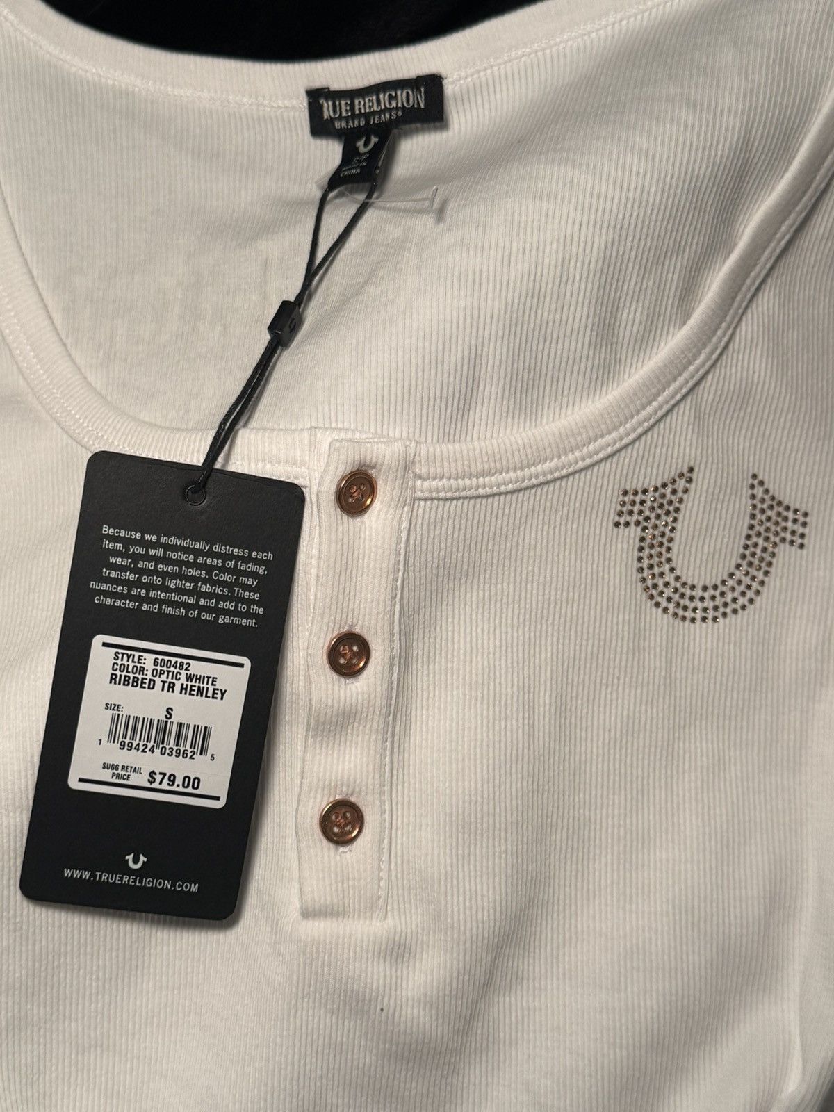 True Religion Y2K True Religion White Ribbed Henley Top Size S Size S / US 4 / IT 40 - 3 Thumbnail
