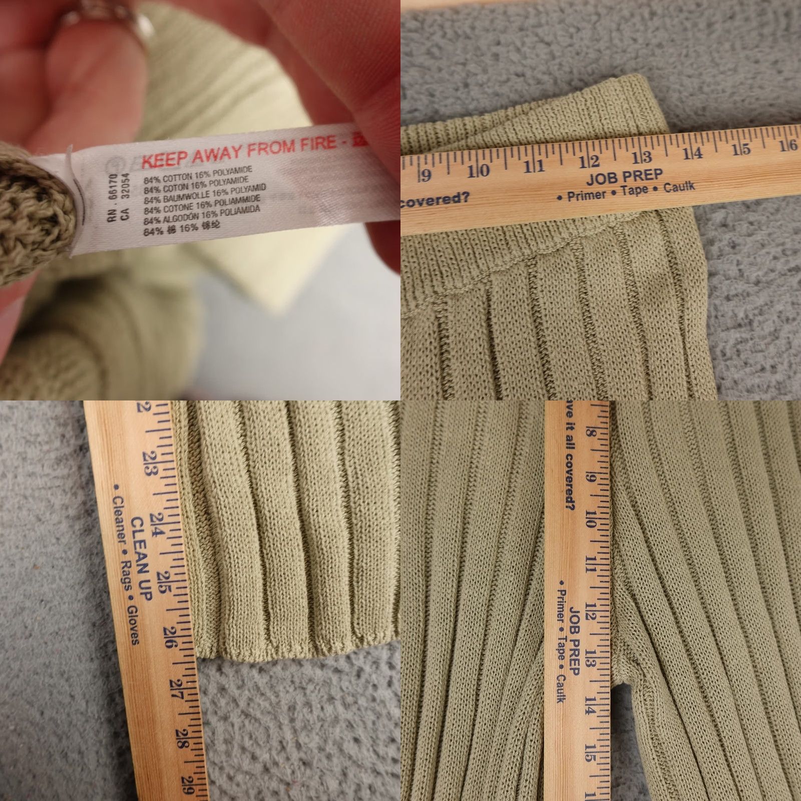 Free People Free People Beach Pants Womens Medium Green Ribbed Flare High Rise Casual Boho Size 32" / US 10 / IT 46 - 8 Thumbnail