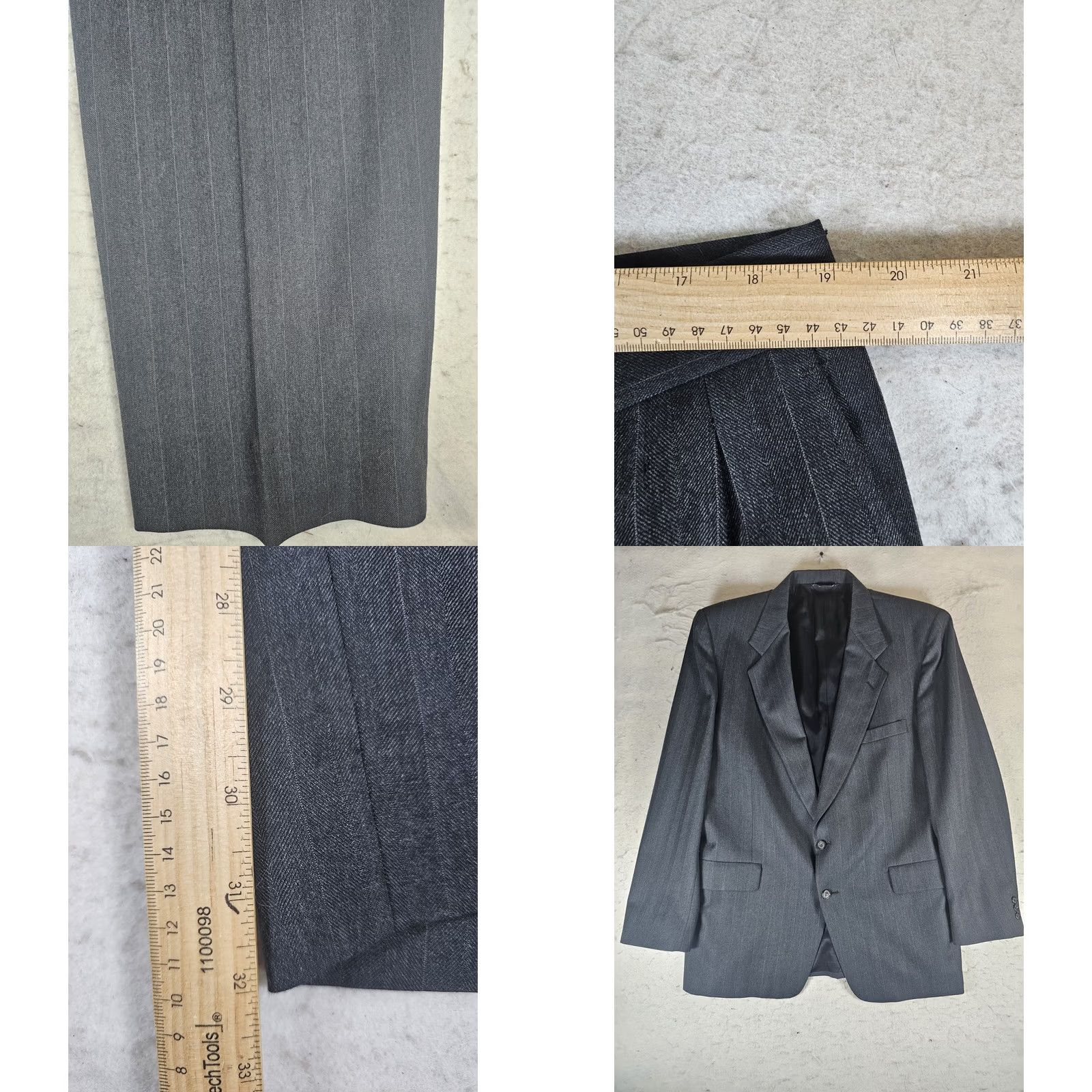Vintage VINTAGE Sterling & Hunt 2 Piece Suit Dark Gray Mens Size 42L 38x32 Wool 100% Made in USA Size 42R - 8 Thumbnail