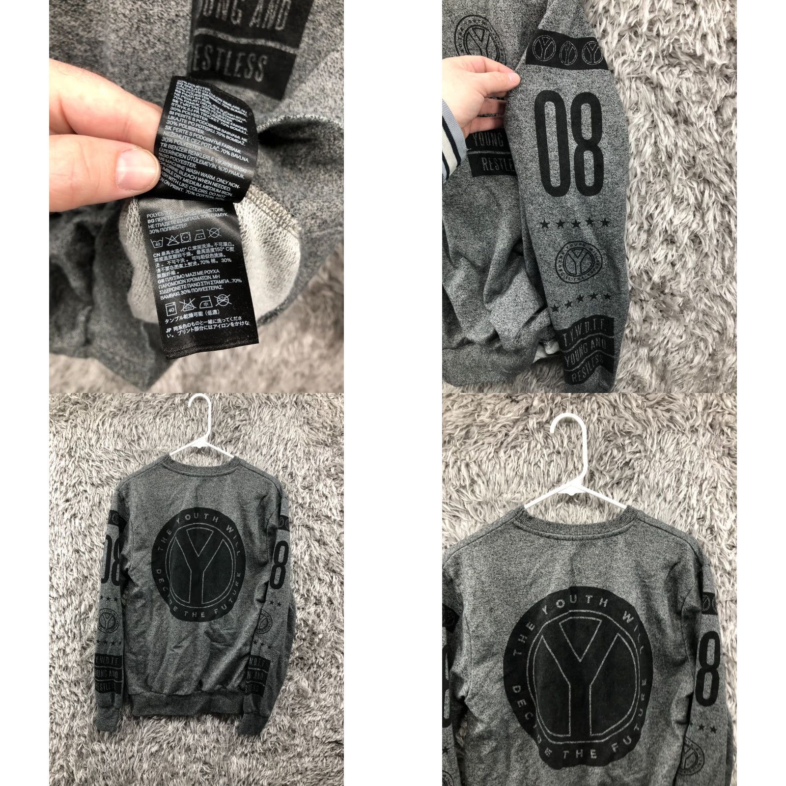 H&M H&M Divided Sweatshirt Mens Size S Gray Long Sleeve Crew Neck Pullover Hooded Pockets Graphic? No, Logo Accents, Regular Fit, Cotton Size US S / EU 44-46 / 1 - 8 Thumbnail