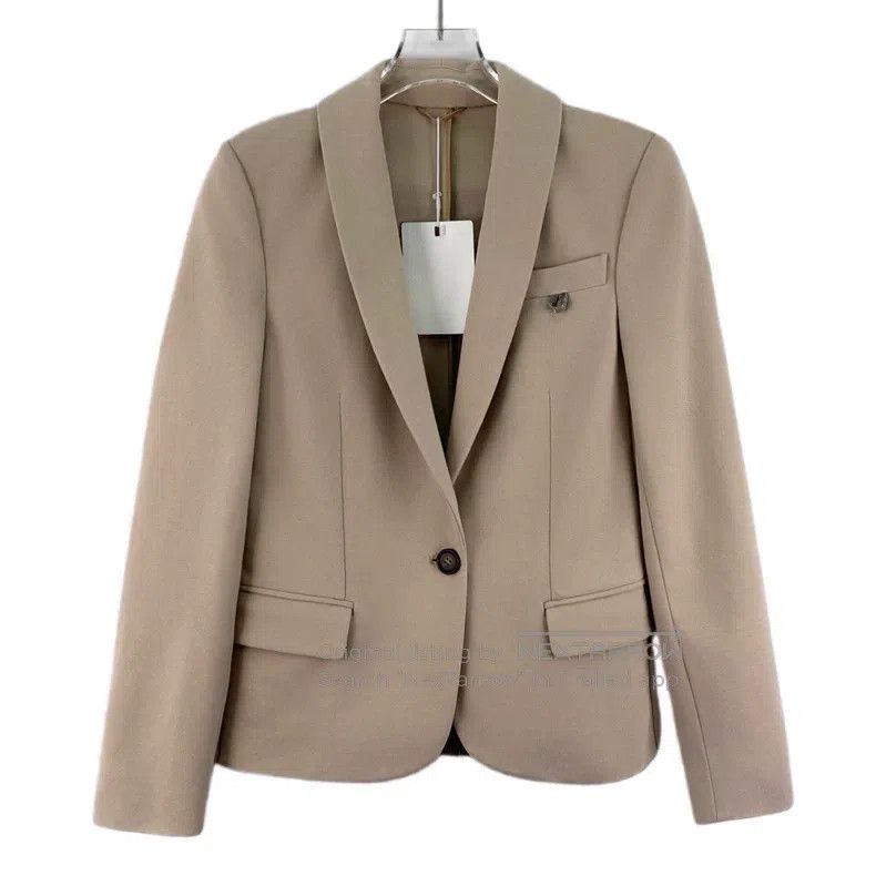 Brunello Cucinelli Brunello Cucinelli Khaki Cotton V-Neck Single Breasted Lon Size XXS / US 00 / IT 34 - 1 Thumbnail