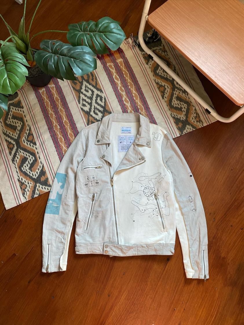 image of Number (N)Ine X C2H4 Leather Jacket Ss18 in White, Men's (Size Small)