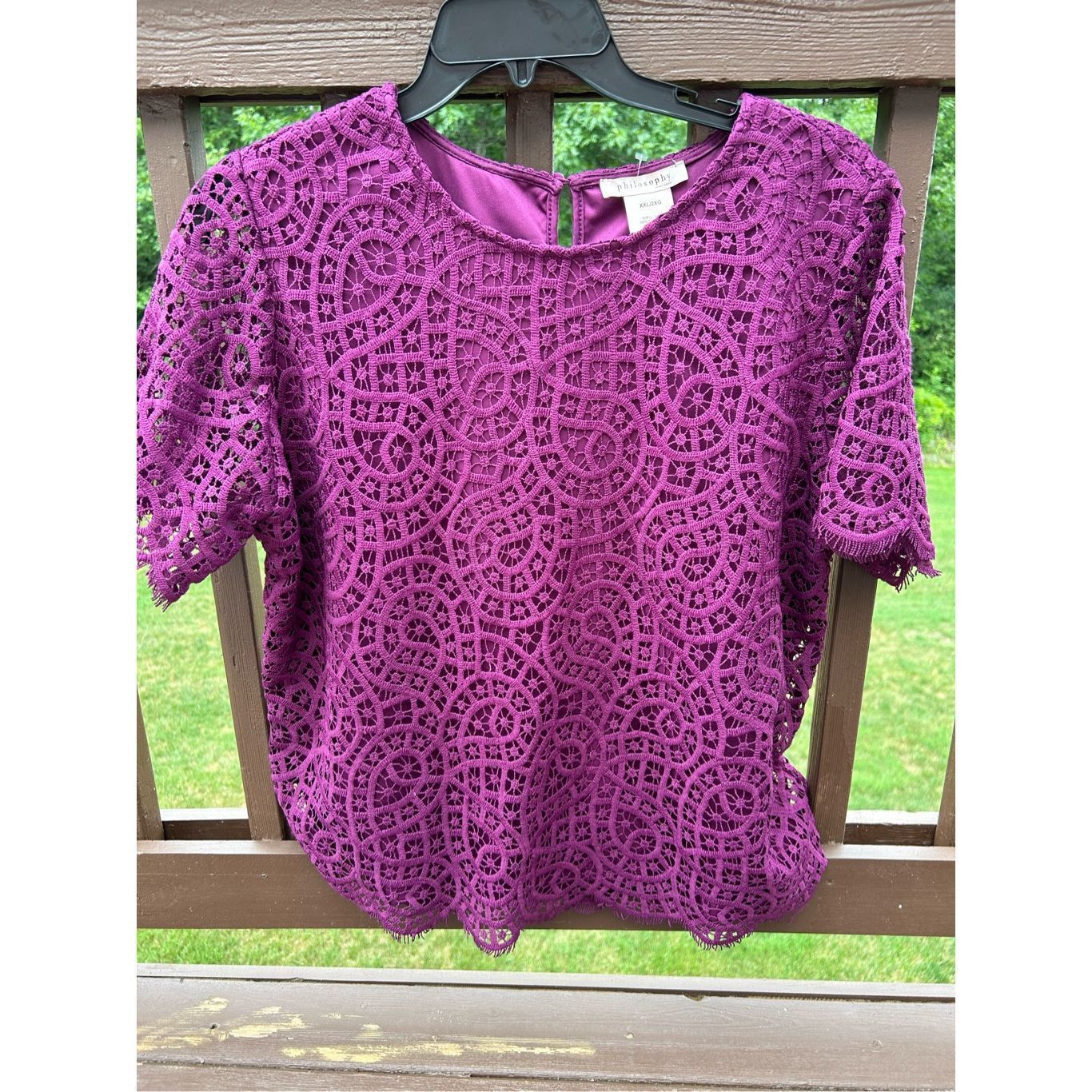 Other Plus Size womens Philosopy Crochet / Lace top. Darker Pink. Size XXL / US 16-18 / IT 52-54 - 1 Thumbnail