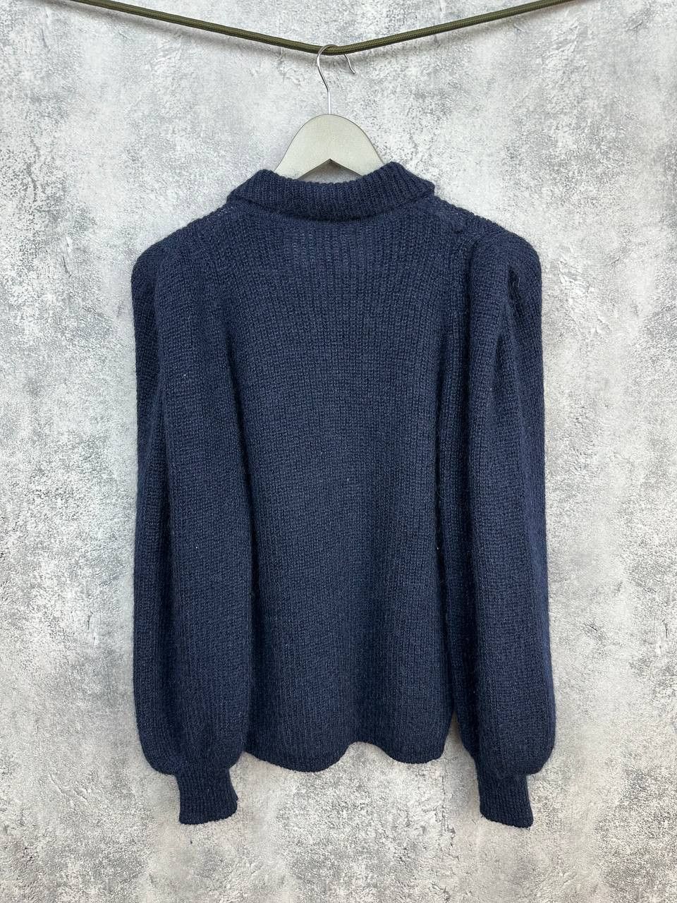 ba&sh Ba&Sh Puffed Sleeve Knit Polo Mohair/Wool Sweater Navy Size S / US 4 / IT 40 - 3 Thumbnail
