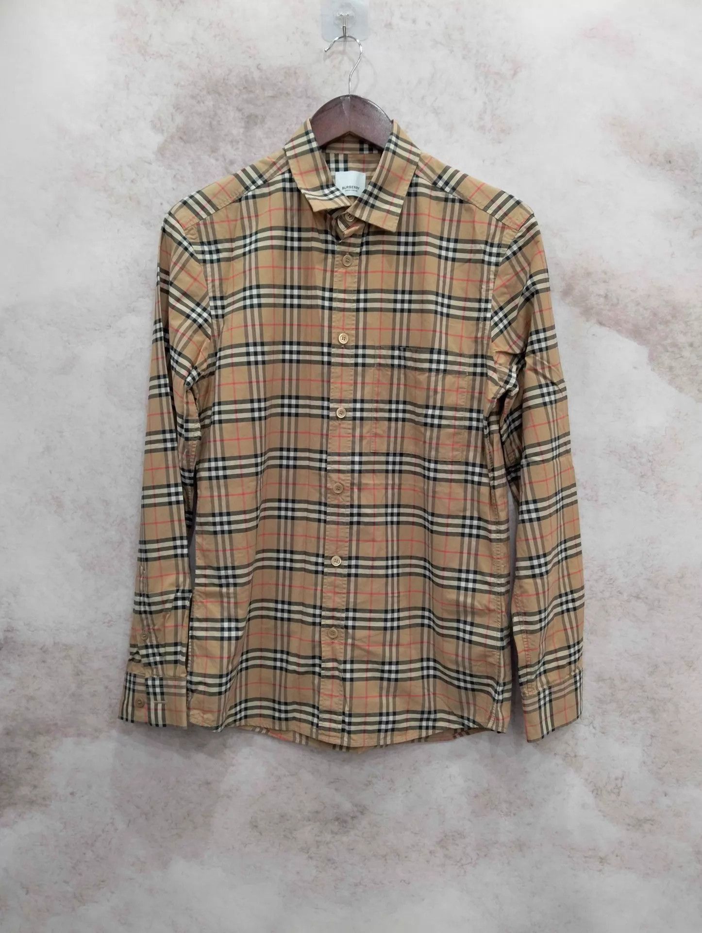 Burberry Beige Plaid Long Sleeve Button-Up Shirt Size US S / EU 44-46 / 1 - 1 Thumbnail