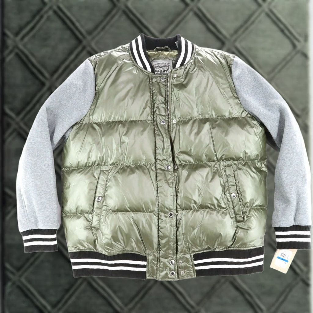 Levi's Levi's Women's Bomber Jacket Mixed Media Quilted Green Gray XL Linen? No, keep. Size XL / US 12-14 / IT 48-50 - 1 Thumbnail