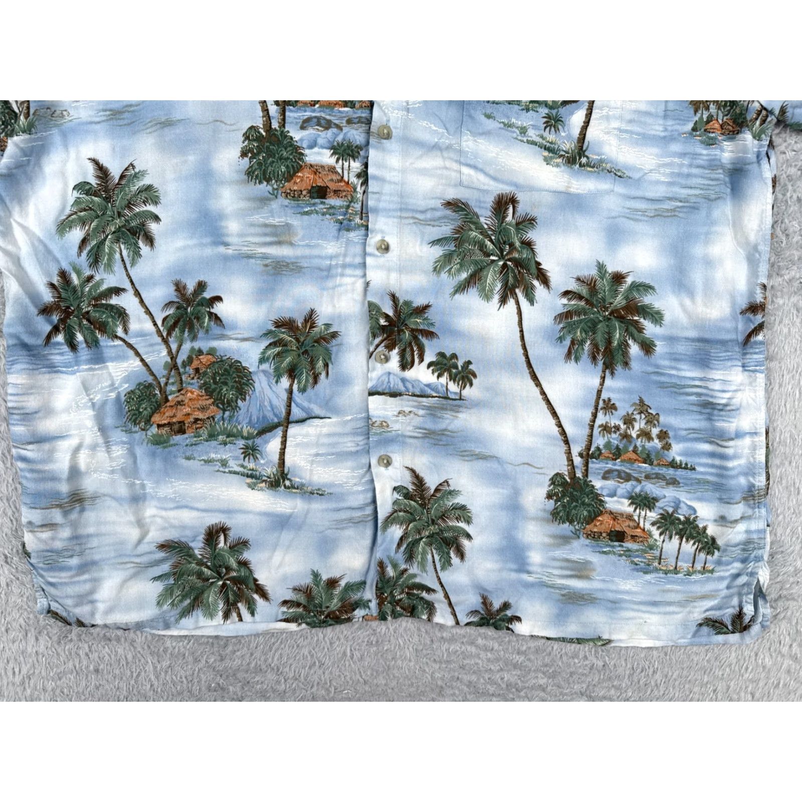 Croft & Barrow VINTAGE Croft & Barrow Shirt Men 2XL Blue Hawaiian Floral Button-Up Rayon Short Sleeve Aloha Beach Outdoor Pattern Mens Size US XXL / EU 58 / 5 - 7 Thumbnail