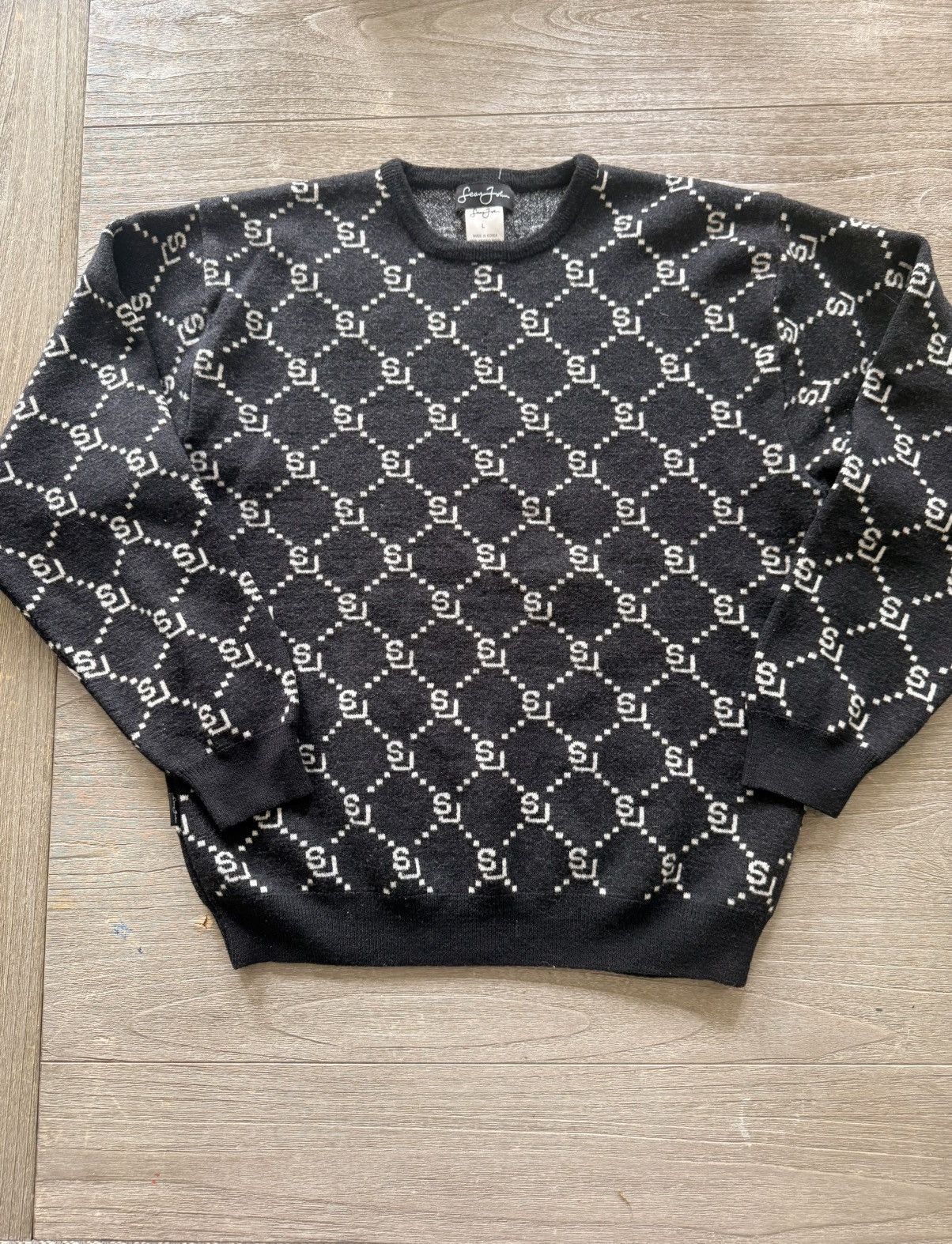 Sean John Vintage Y2K Logo Sweater Black Size L