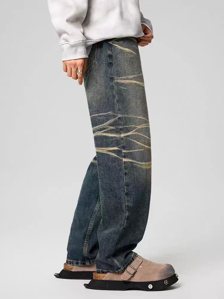 Japanese Brand × Jean Vintage street striped washed and faded loose jeans Size US 34 / EU 50 - 2 Thumbnail