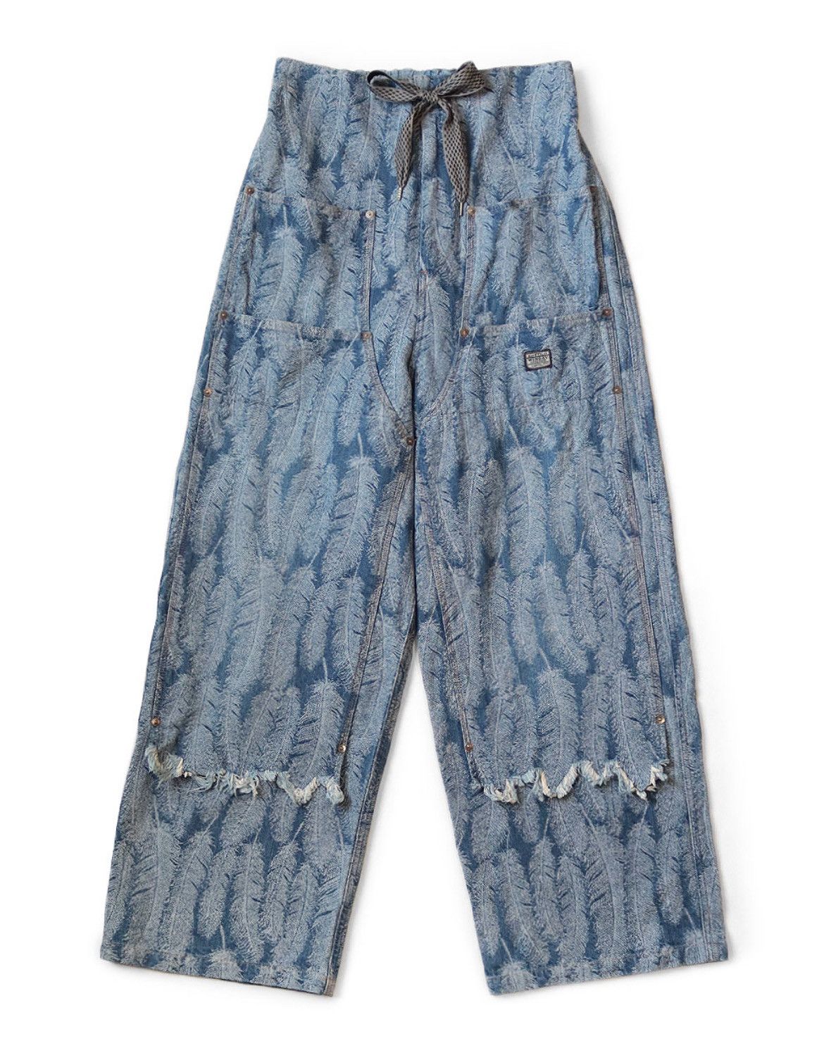 Image of Kapital 12Oz Denim Feather Double Knee Baggy Pants Size 1 in Indigo, Men's