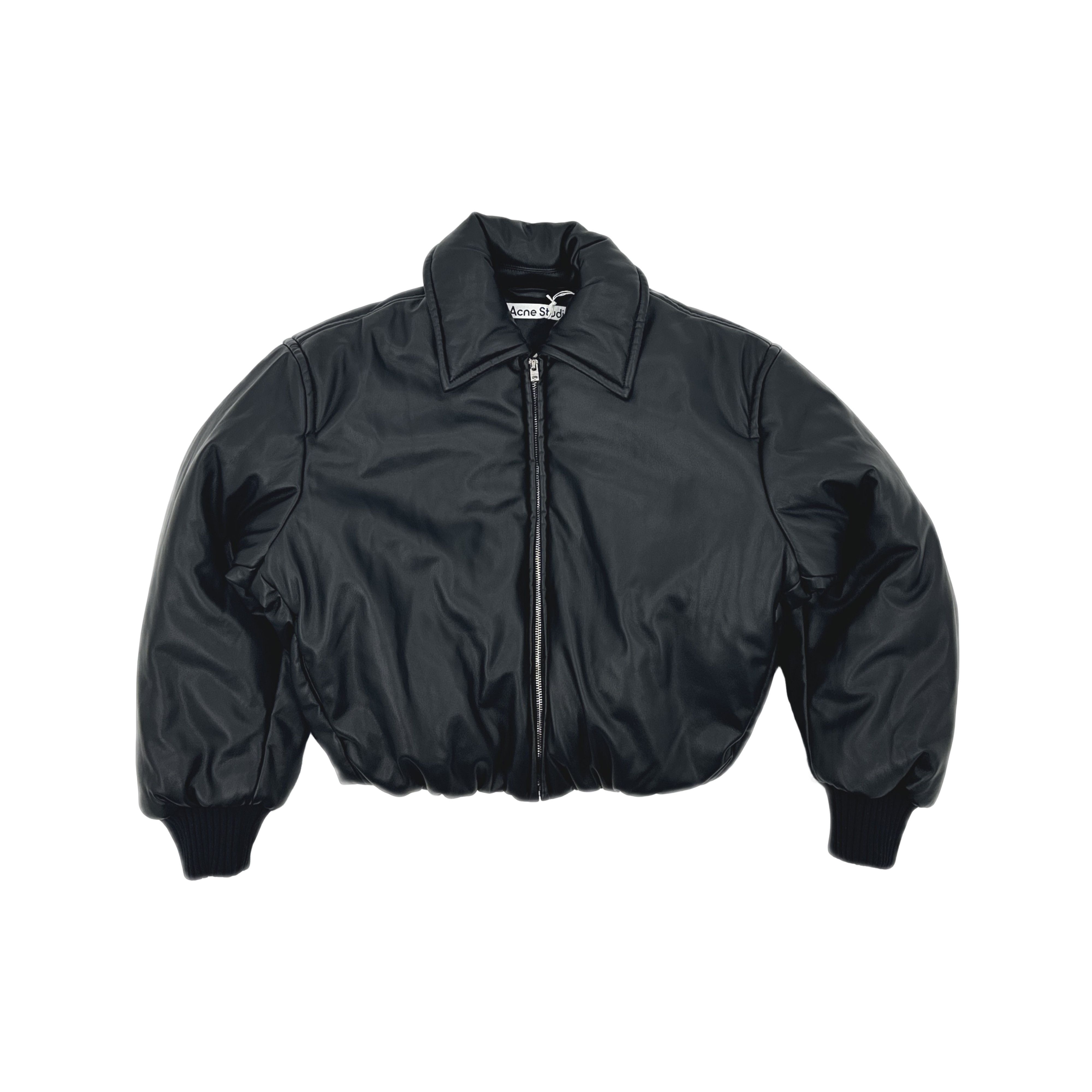 Acne Studios Acne Studios Black Faux Leather Bomber Jacket 32 Size XXS / US 00 / IT 34 - 1 Thumbnail