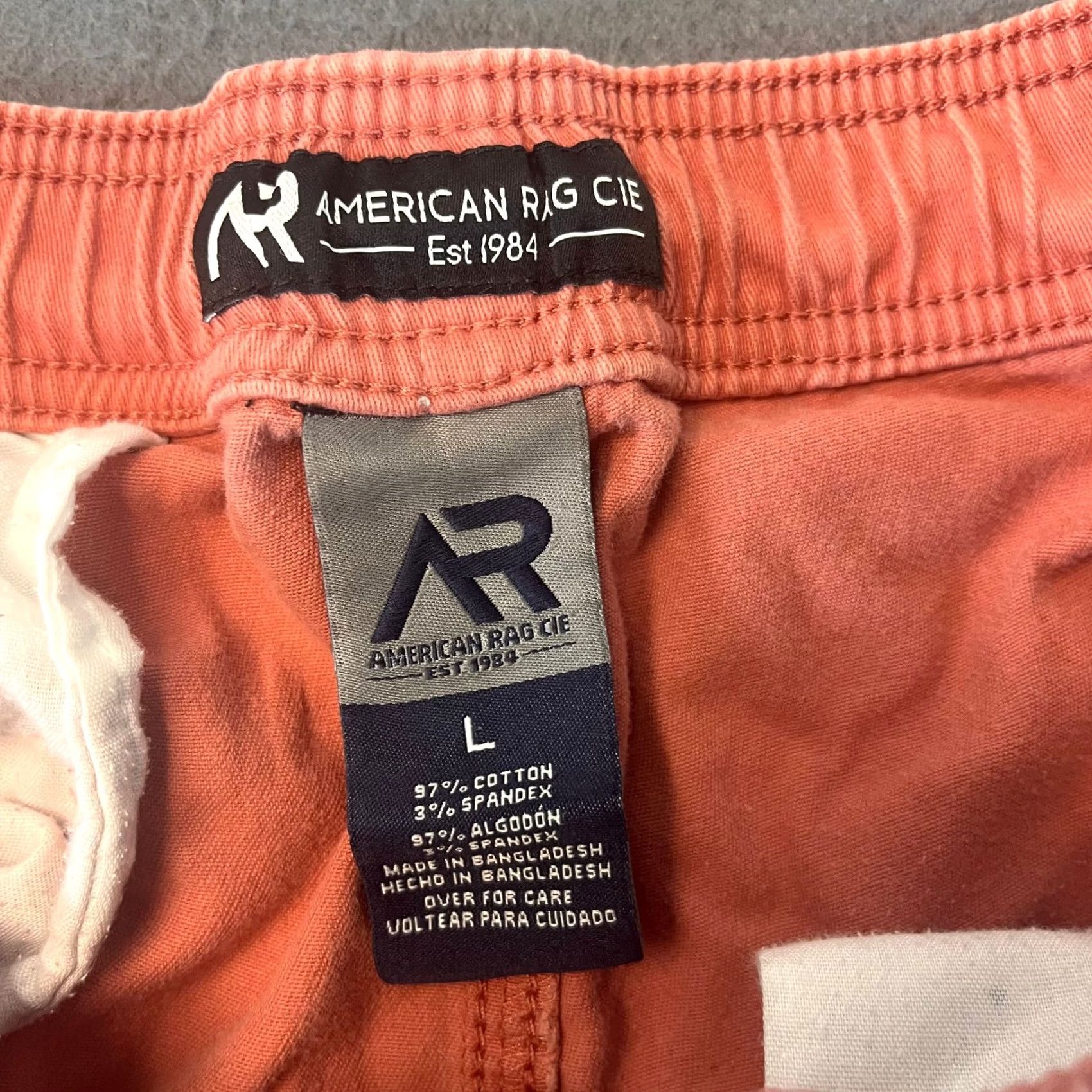 Vintage American Rag Cie Mens Lg Bermuda Shorts 30W 6" Pink Button Pockets Travel Casual Cotton Flat Front Mid Rise Summer Spring Mens Size US 33 - 2 Thumbnail