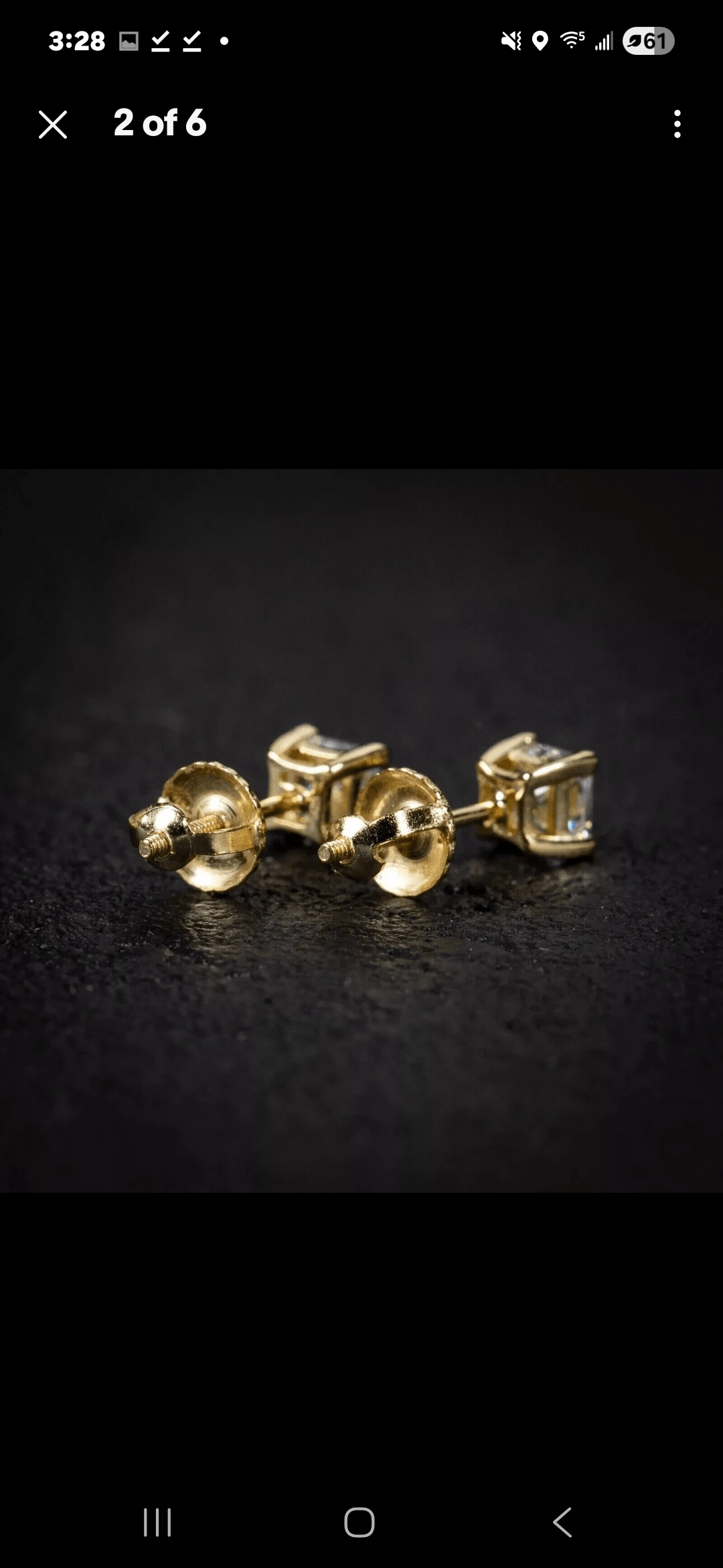 Other 1Ct Princess Cut Lab-Created Diammen's Stud Earring Size ONE SIZE - 6 Thumbnail