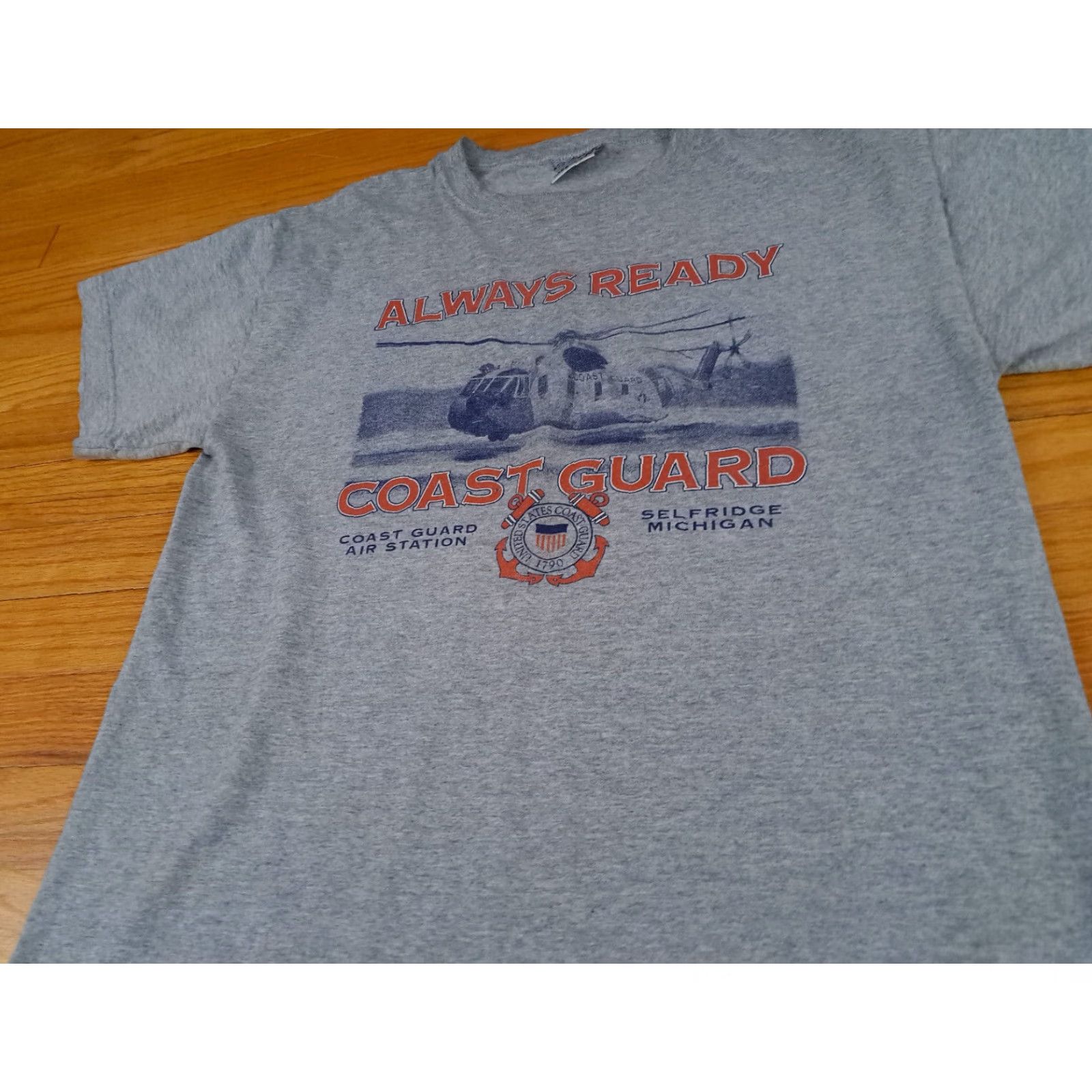 Vintage Gear Coast Guard T-Shirt USA Made Always Ready Michigan Selfridge Coast Guard Gray M Mens Shirt Short Sleeve Medium Size US M / EU 48-50 / 2 - 3 Thumbnail