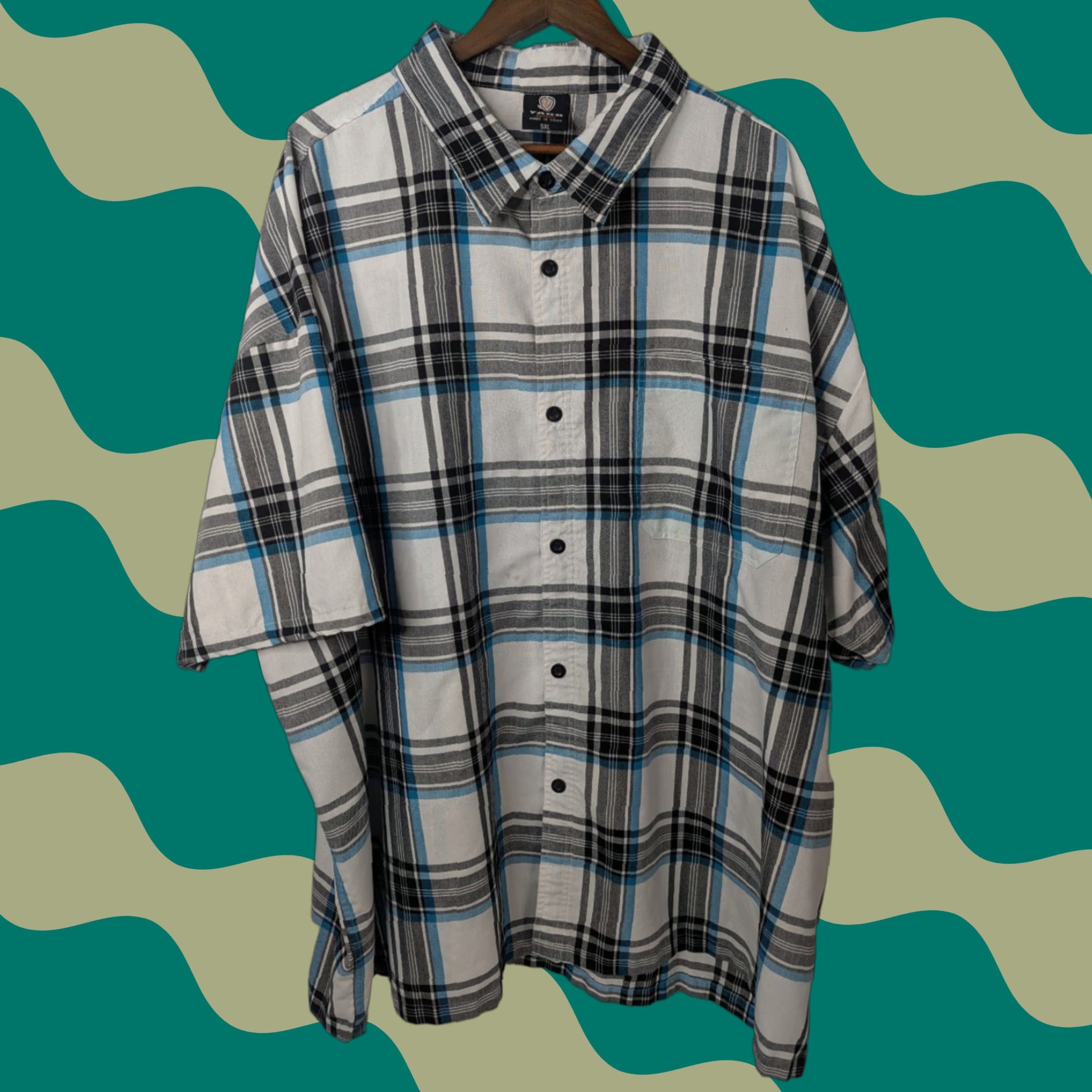 Vintage YAGO Shirt Men’s 5XL White Plaid Button-Up Short Sleeve Baggy Y2K Streetwear Size US XXL / EU 58 / 5 - 1 Thumbnail
