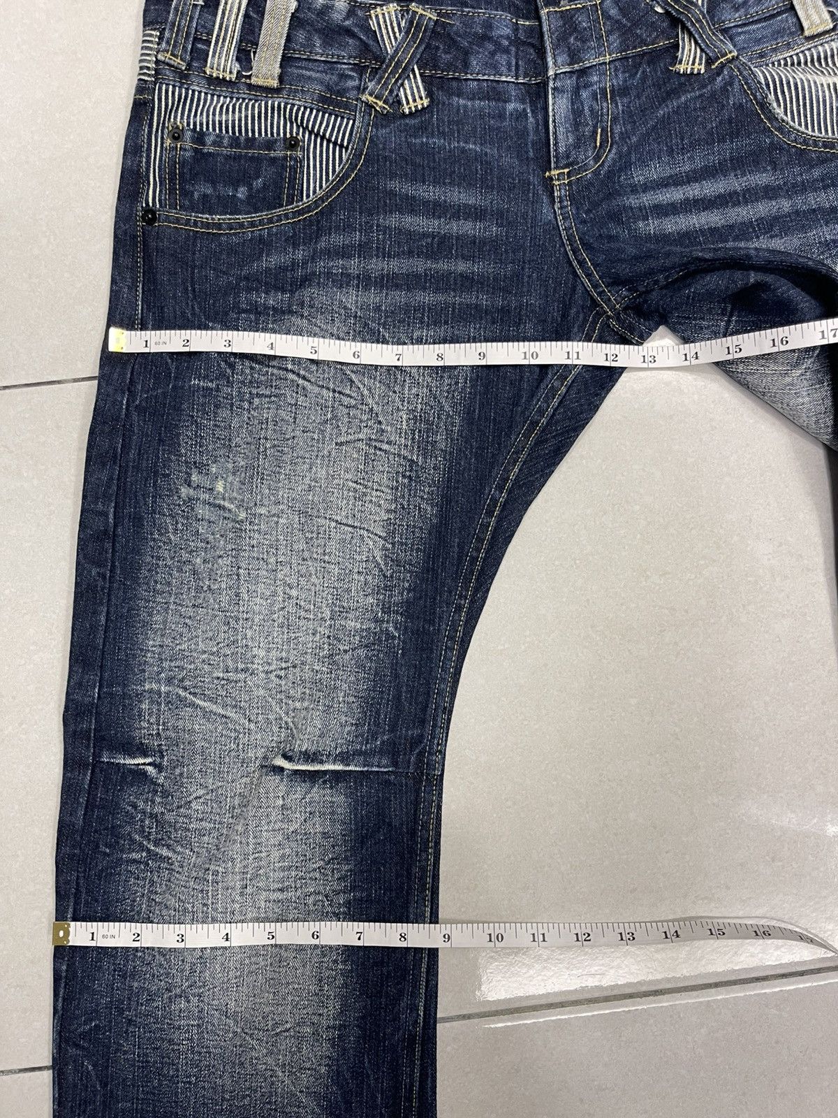 Japanese Brand Dominate Handcrafted Jeans Double Waist Hickory Stripe Denim Size US 35 - 11 Thumbnail