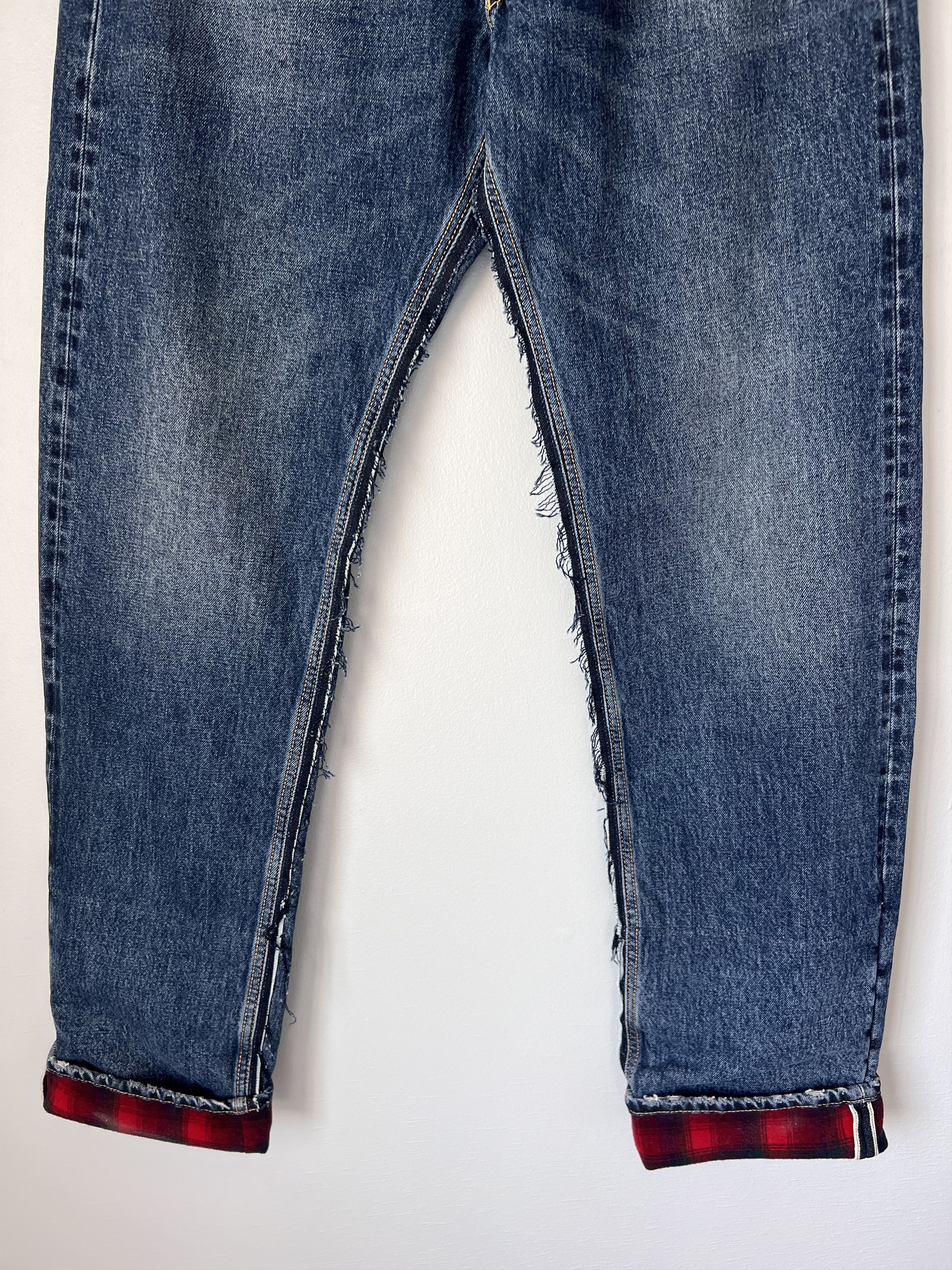 Maison Margiela × Pendleton Maison Margiela Pendleton Yoke Distressed Jeans in Indigo Size US 33 - 3 Thumbnail