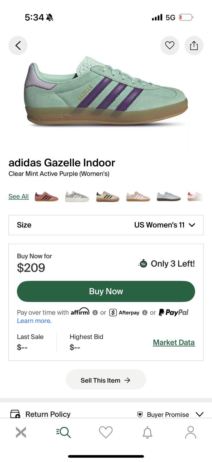 Adidas Adidad gazelle ‘clear mint active purple’ Size US 11 / EU 44 - 9 Thumbnail