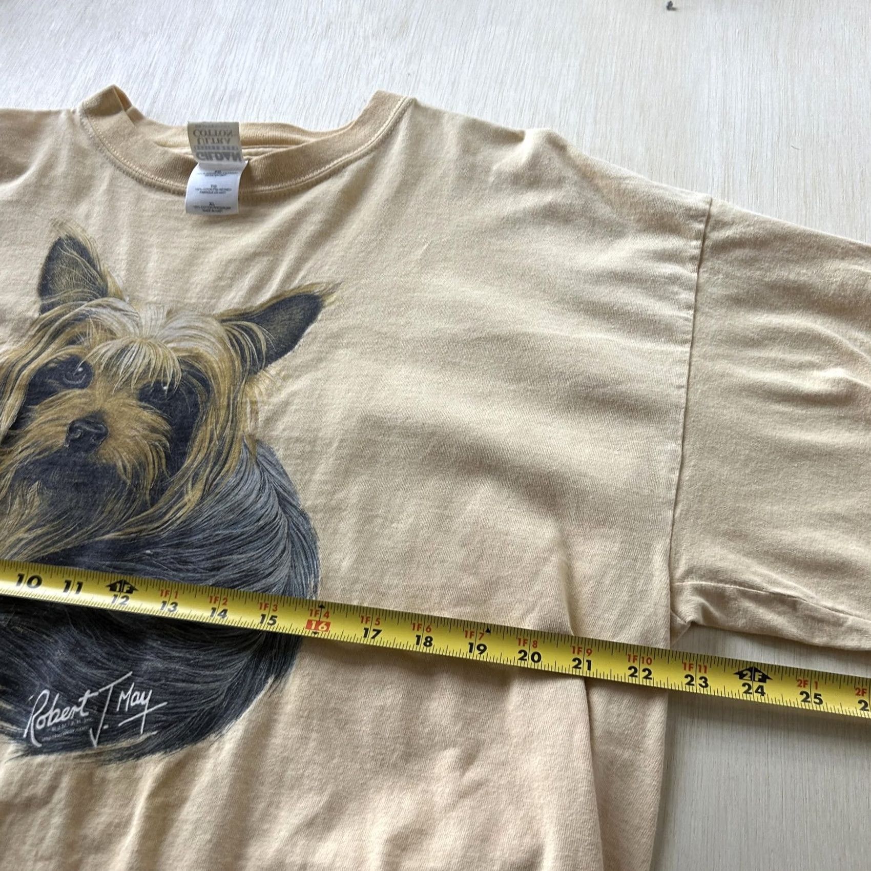 Gildan Gildan Shirt Mens XL Beige Yorkshire Terrier Dog Robert May Graphic Tee T-Shirt Size US XL / EU 56 / 4 - 6 Thumbnail