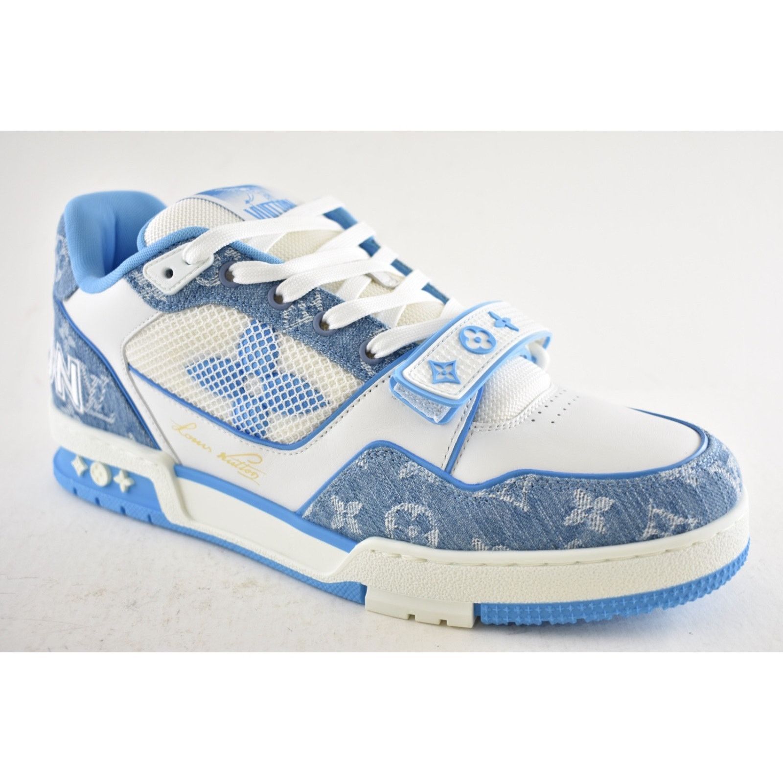 Louis Vuitton Louis Vuitton Denim Blue Monogram White LV Low Top Size US 10 / EU 43 - 7 Thumbnail