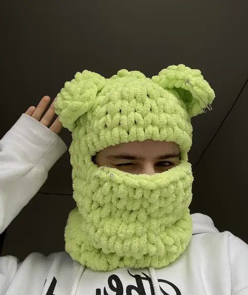 Handmade Handmade Knitted Balaclava Ski Mask Teddy Bear Style Size ONE SIZE - 8 Thumbnail