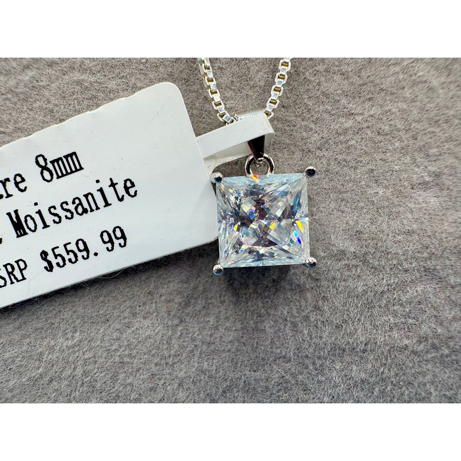 Jewelry 3CTW Moissanite 8mm Square Pendant 925 Sterling Silver NWT Size ONE SIZE - 4 Thumbnail