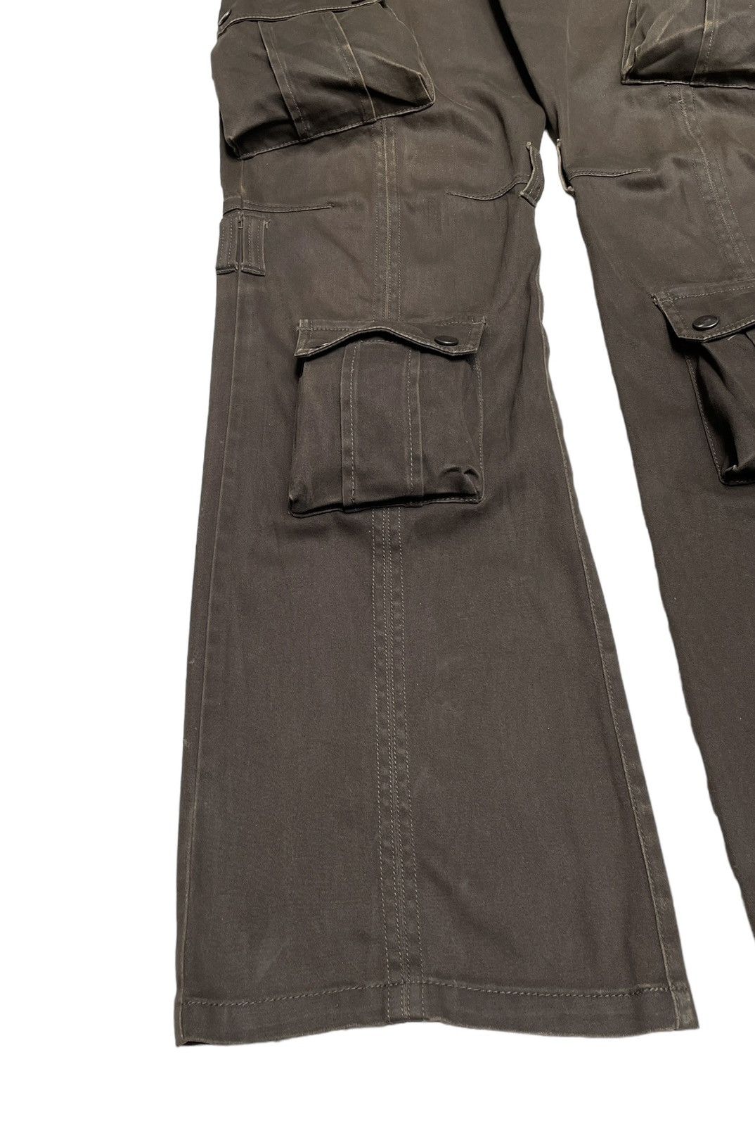 If Six Was Nine Vtg Semantic Design Tactical Waxed Flared Cargo Pants 1990s Size US 29 - 5 Thumbnail