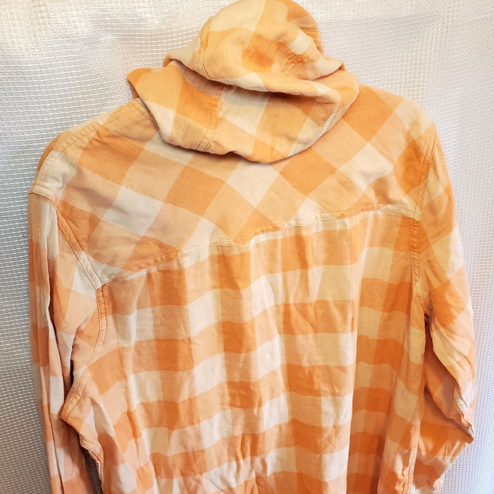 Vintage Natural Reflections Womens 1X Plaid Hooded Button Up Shirt Light Orange Size XL / US 12-14 / IT 48-50 - 3 Thumbnail