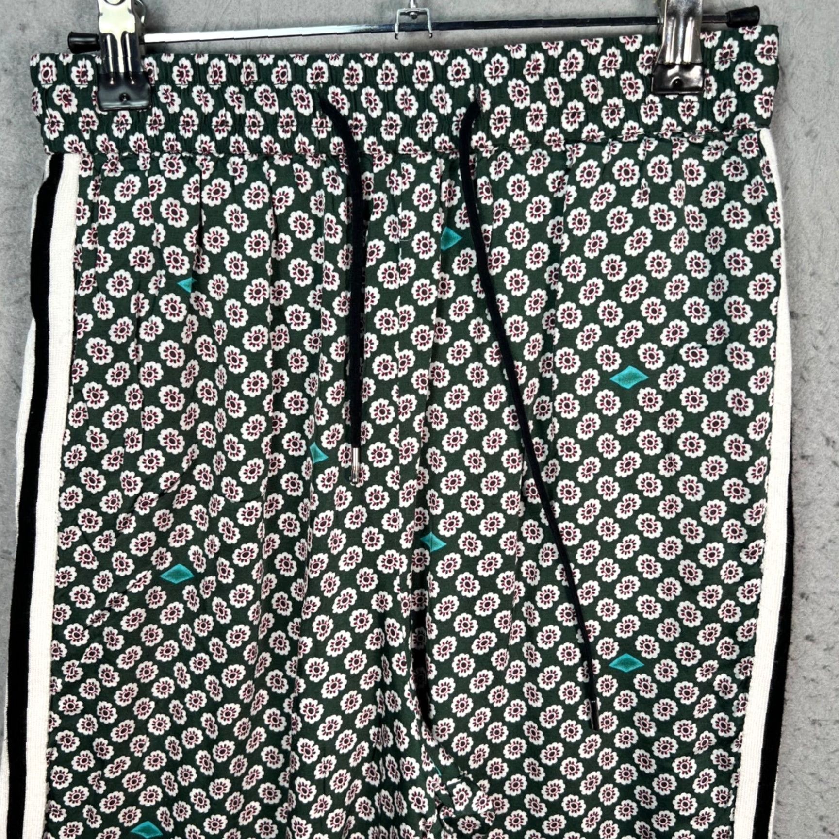 Maje Maje Pants Womens 1 Floral Wide-Leg Side Stripes 100% Viscose Elastic Casual Summer Fall Spring Green Womens Size 25" / US 0 / IT 36 - 5 Thumbnail