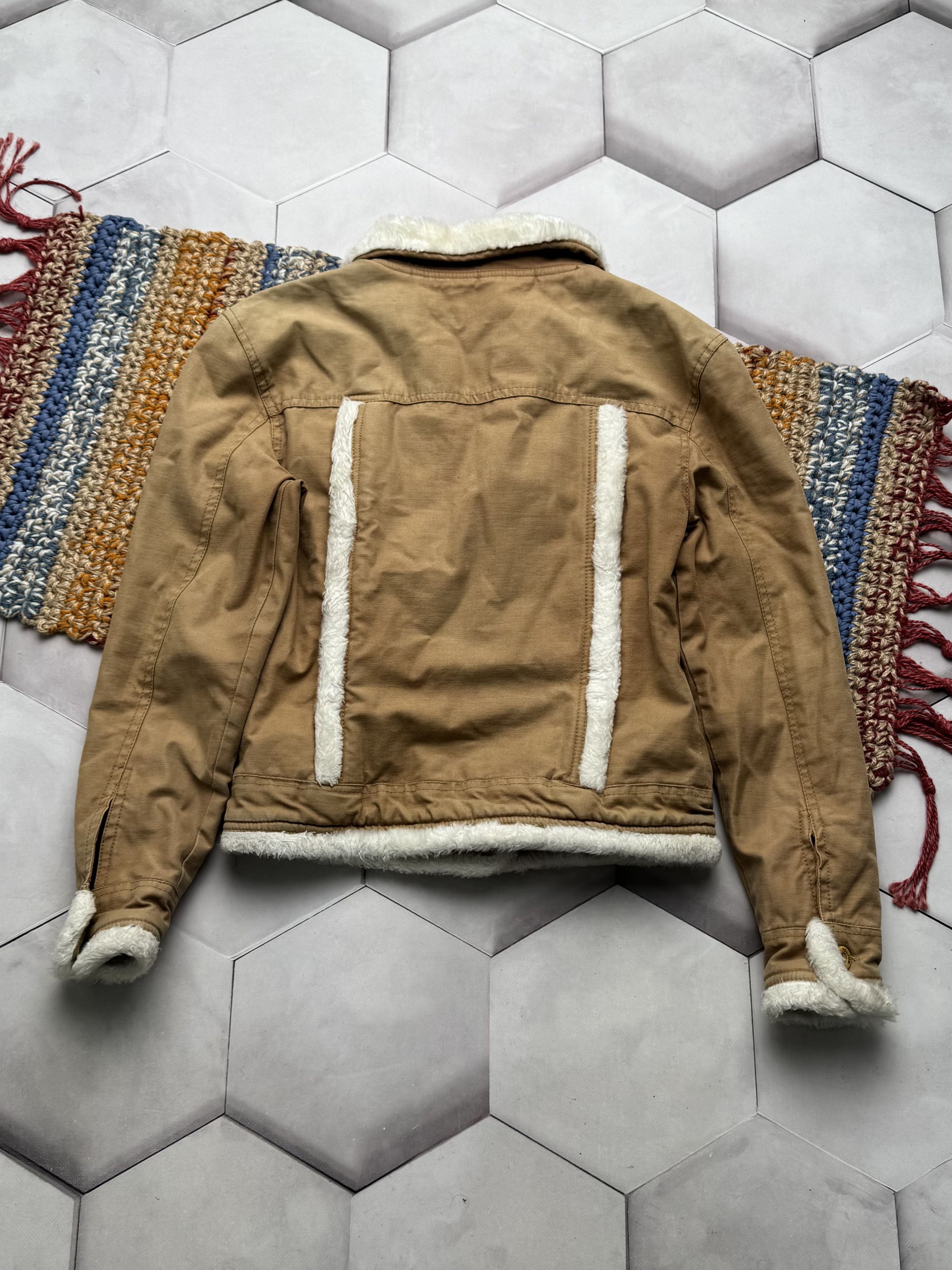 Vintage Vintage Tan Jacket Faux Fur Lined Coat Y2K Button (E4) Size M / US 6-8 / IT 42-44 - 8 Thumbnail