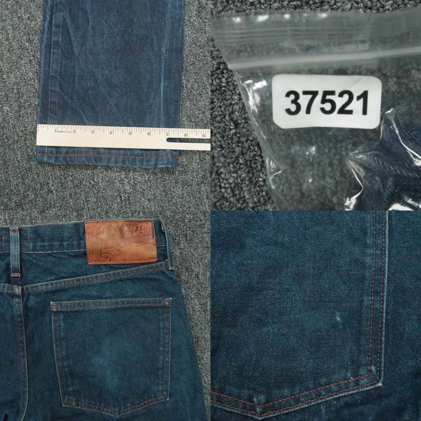 Vintage Naked & Famous Denim Jeans Mens 34x31 Indigo Revival Selvedge Button Fly Slim Straight 5-Pocket Size US 34 / EU 50 - 9 Thumbnail