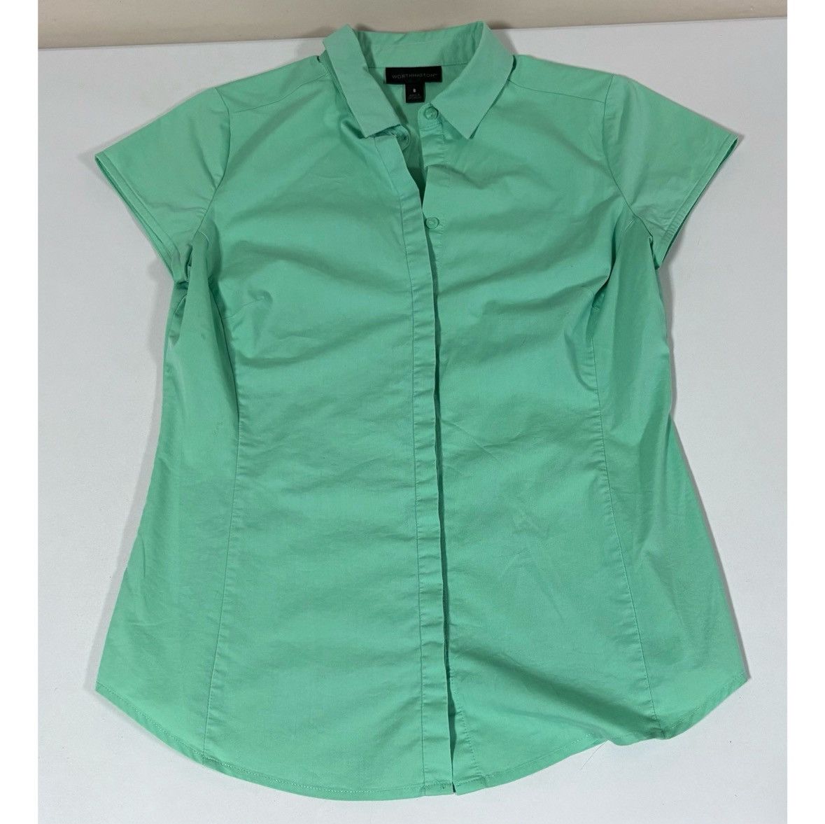 Worthington Worthington Teal Collared Button-Down Shirt Blouse Size S 🦋✨ Size S / US 4 / IT 40 - 2 Thumbnail