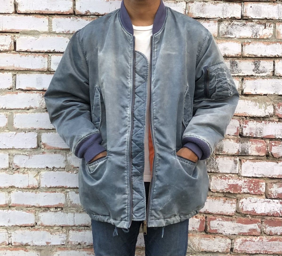 Vintage Vintage Air Force Sun Faded Intermedjate Ma-1 Parka Jacket Size US L / EU 52-54 / 3 - 7 Thumbnail