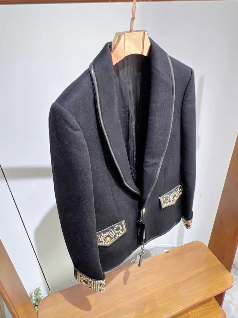 Versace Versace Men's jacket V-neck suit black wool jacket Size US S / EU 44-46 / 1 - 2 Thumbnail