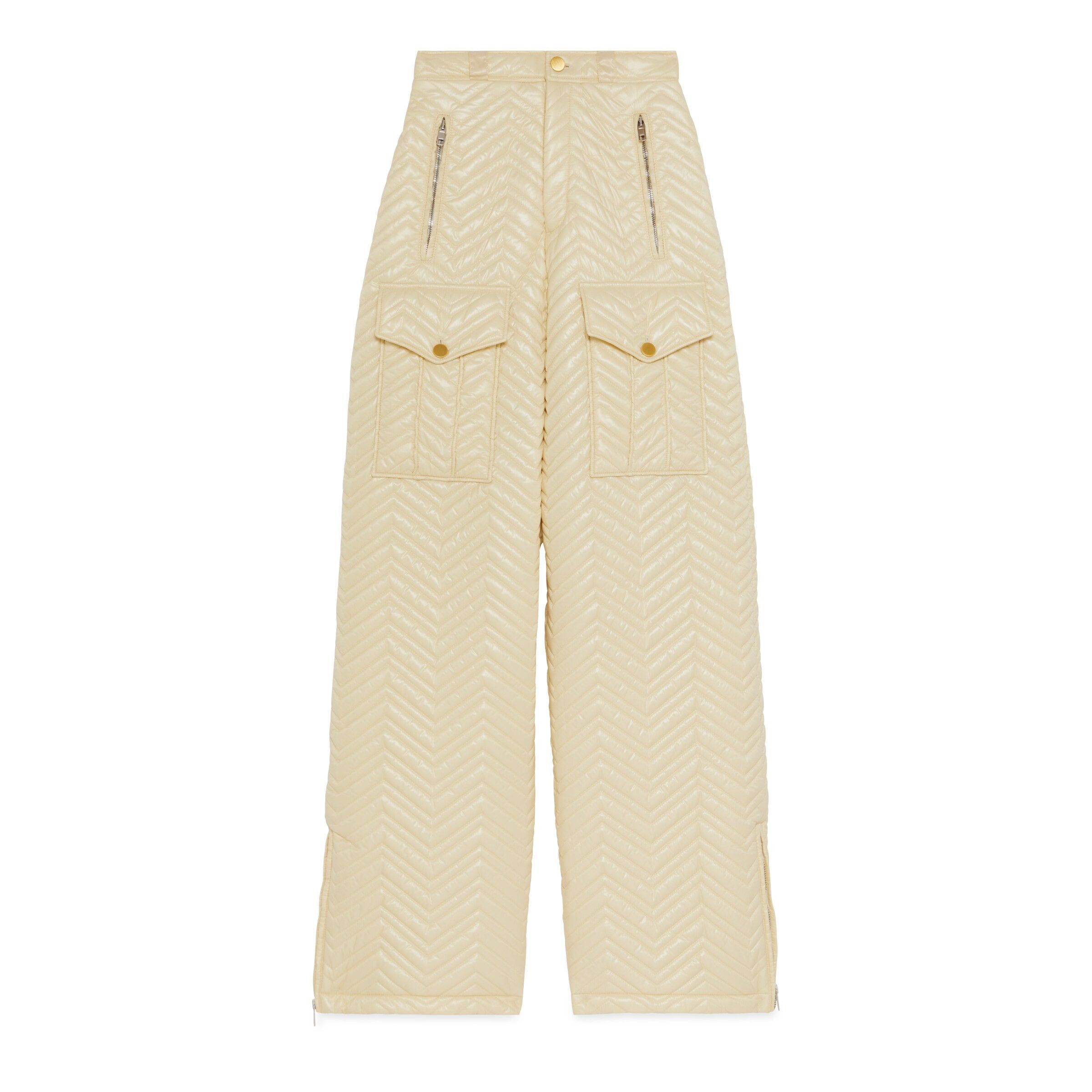 Gucci o1s1wg111025 Embroidered Nylon Cotton Trousers in Ivory Size 28" / US 6 / IT 42 - 1 Preview