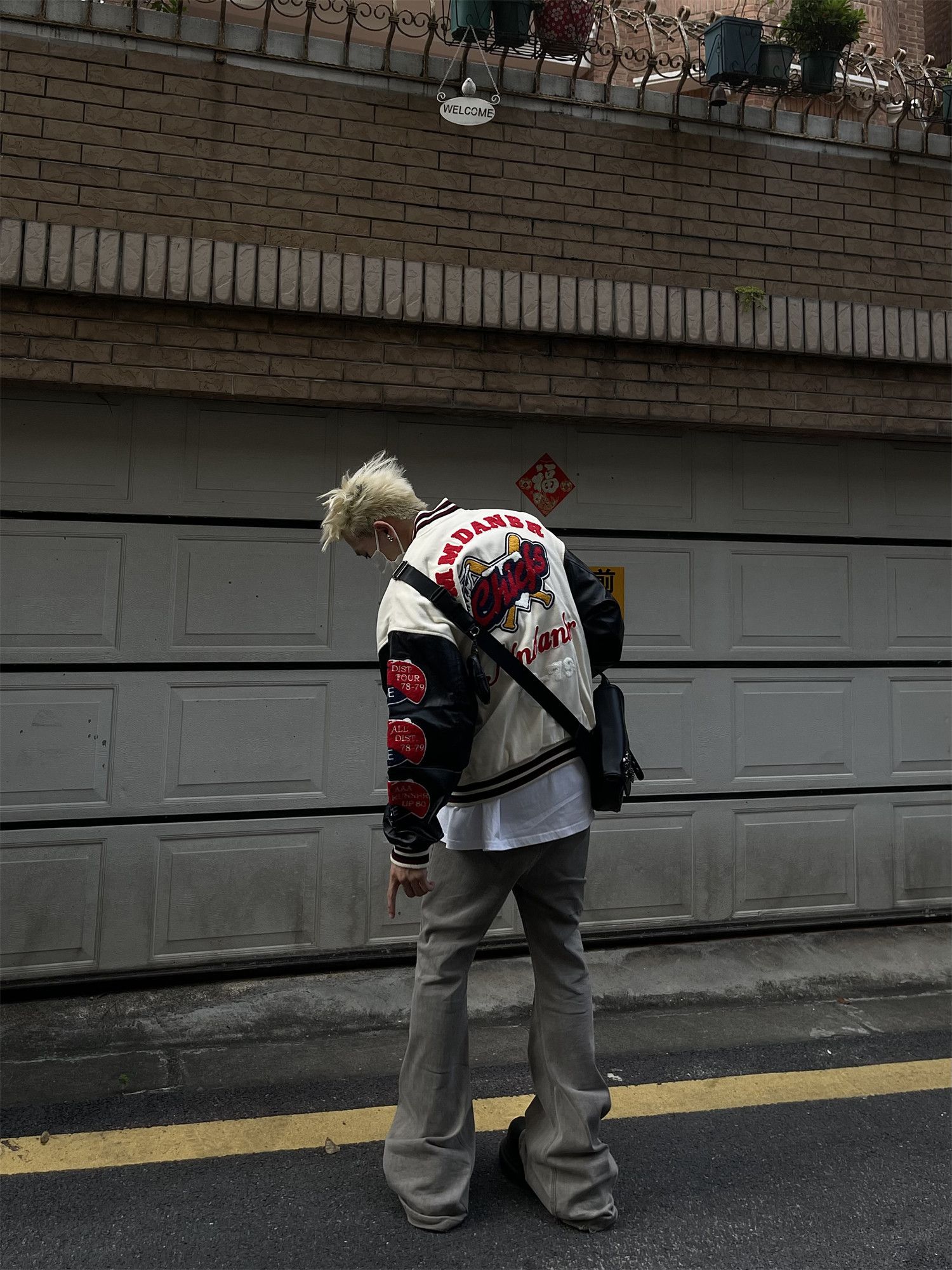 Designer × Japanese Brand Vintage Flocked Varsity Jacket Size US L / EU 52-54 / 3 - 6 Thumbnail