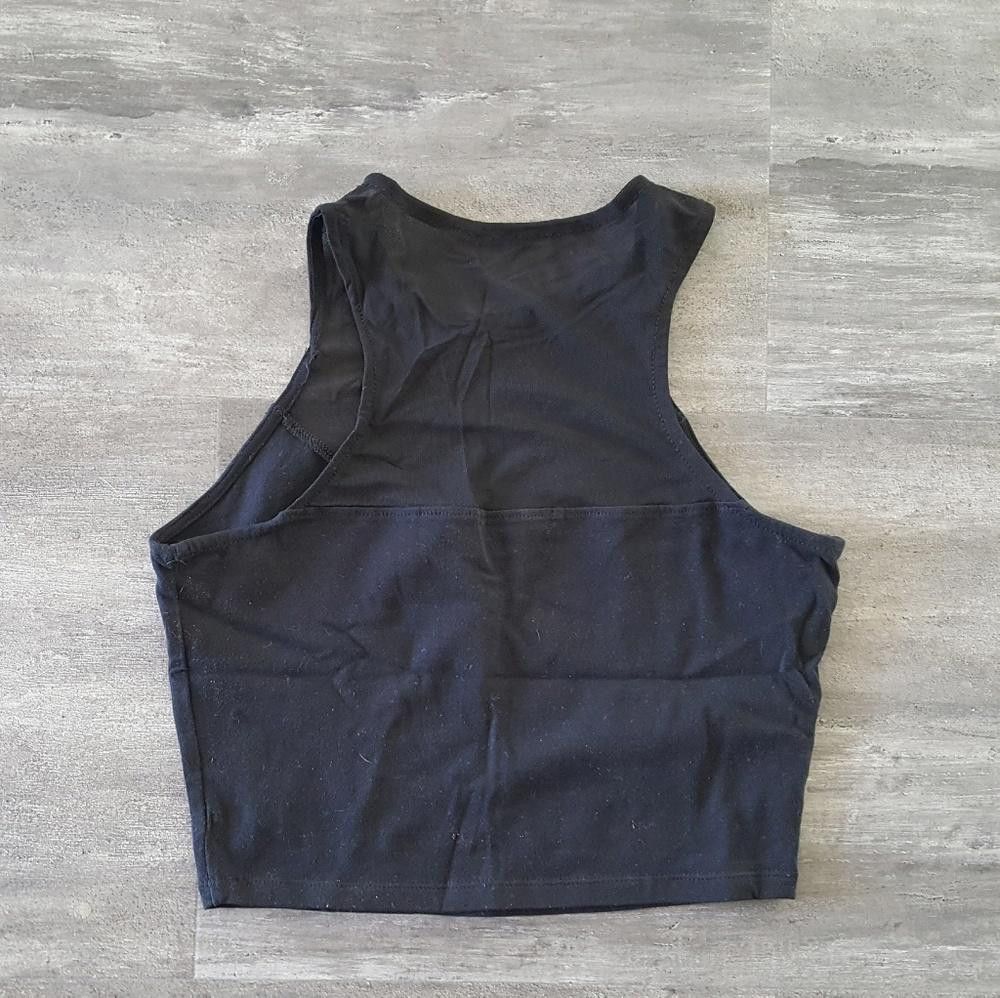 Designer Black High Neck Mesh Crop Size S / US 4 / IT 40 - 2 Thumbnail