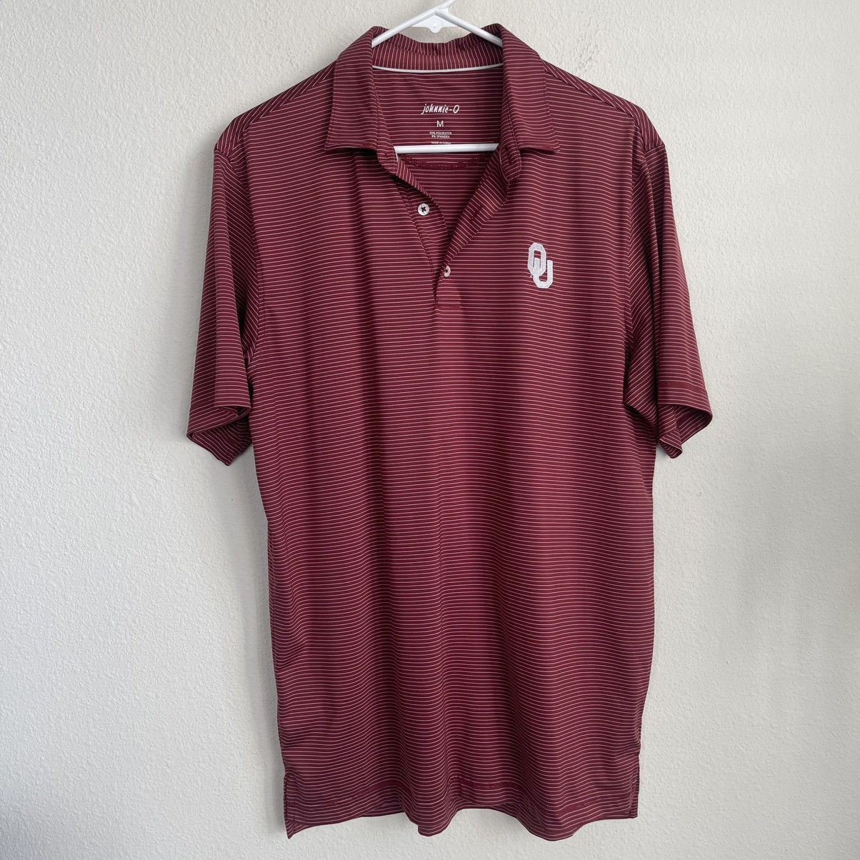johnnie-O Johnnie O Striped Stretch OU Oklahoma Sooners Polo Size US M / EU 48-50 / 2 - 2 Thumbnail