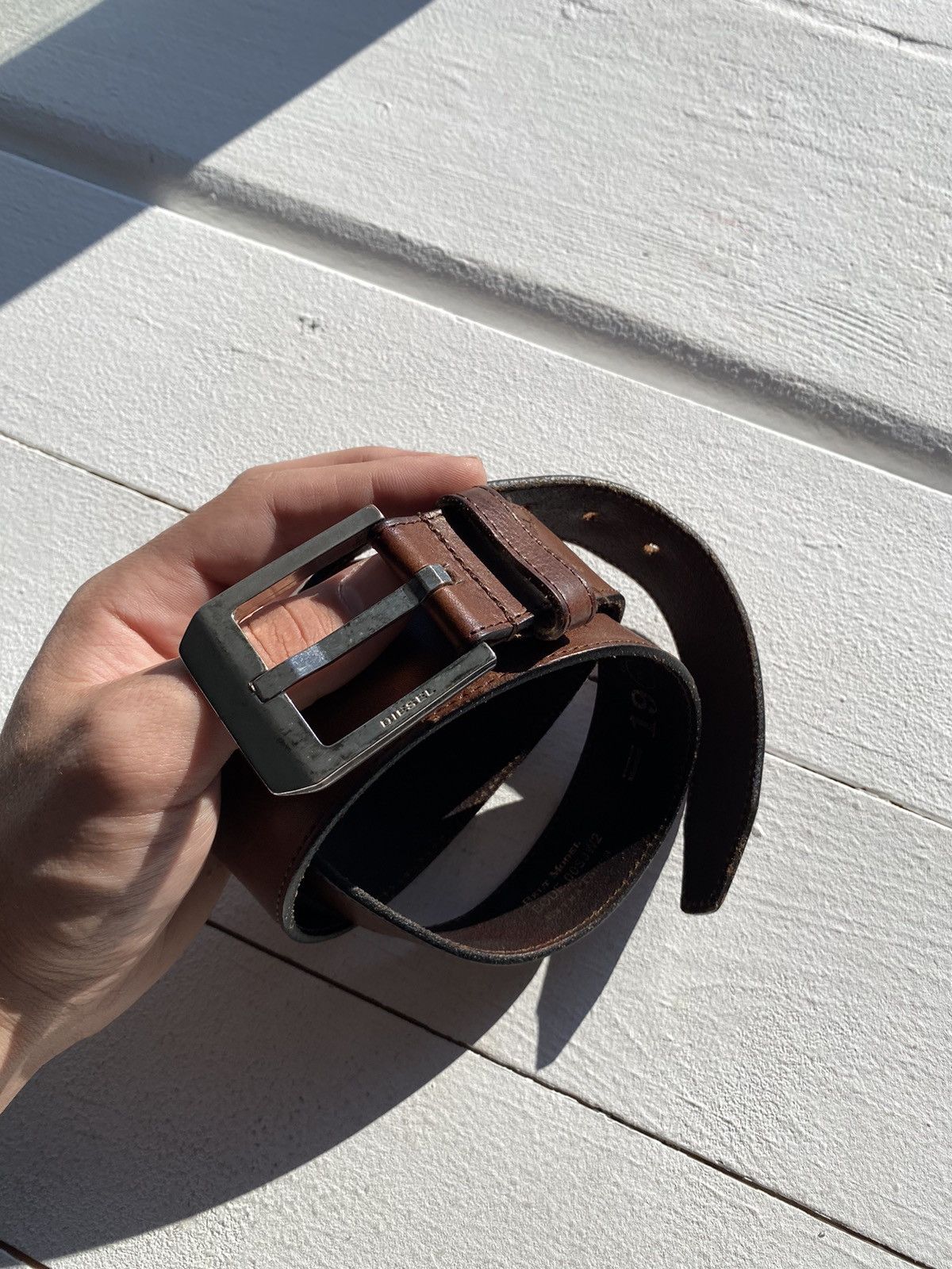 Diesel × Vintage 90s Diesel Black Leather Avant Garde Gothic Minimalism Belt Size ONE SIZE - 3 Thumbnail