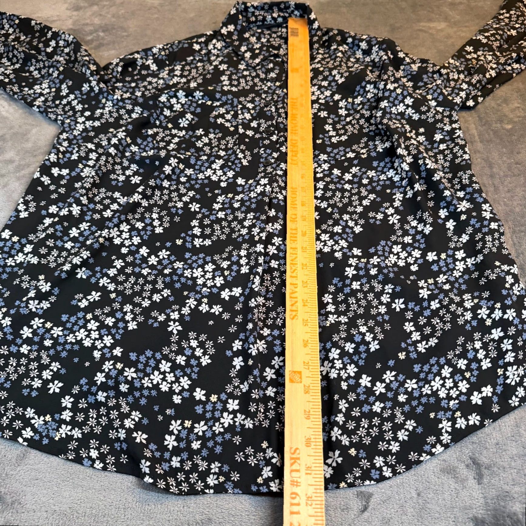 Vintage VINTAGE Lane Bryant Black Floral Ditsy Print Button Down Blouse Womens 14/16 Long Sleeve Size XL / US 12-14 / IT 48-50 - 7 Thumbnail