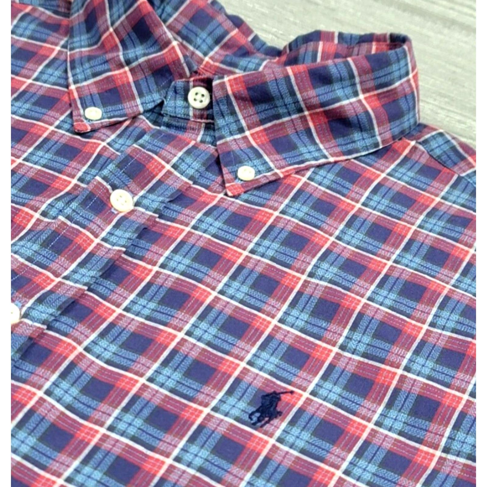 Polo Ralph Lauren Polo Ralph Lauren Button-Up Shirt L Multicolor Plaid Short Sleeve Denim Blue Pink White Logo Classic Fit Mens Legible Comfort Size US L / EU 52-54 / 3 - 4 Thumbnail
