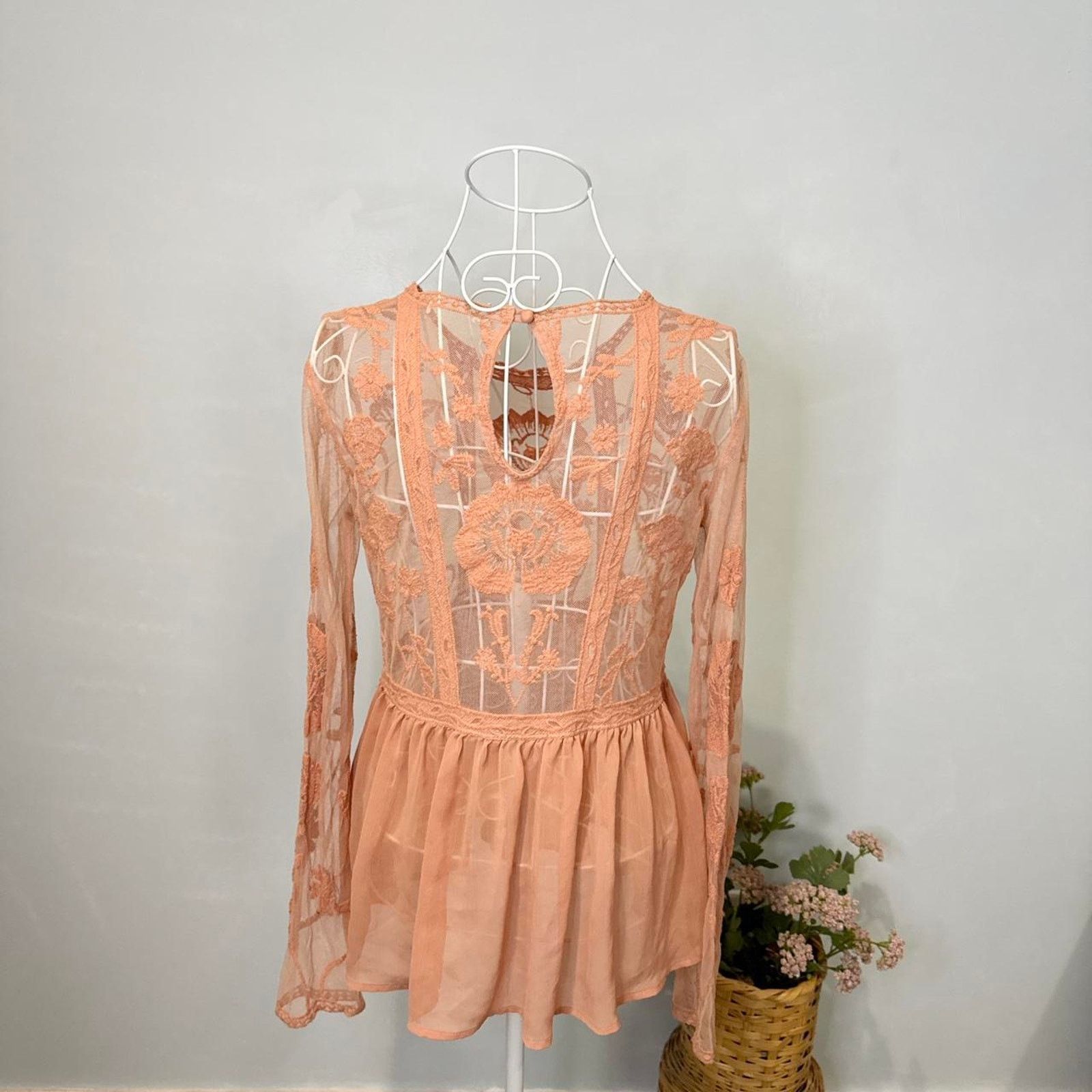 Other orange/rust embroidered floral babydoll peasant blouse Size S / US 4 / IT 40 - 5 Thumbnail