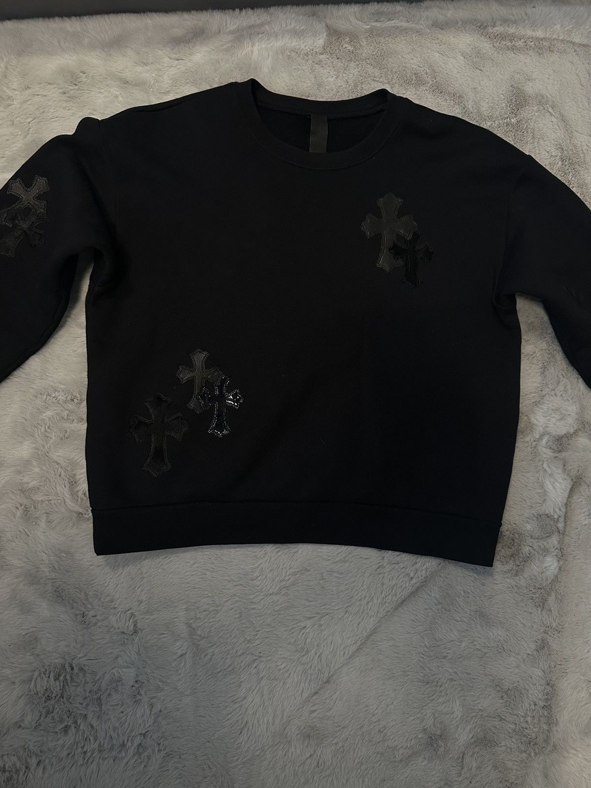 image of Chrome Hearts Patched Crewneck in Black, Men's (Size XS)